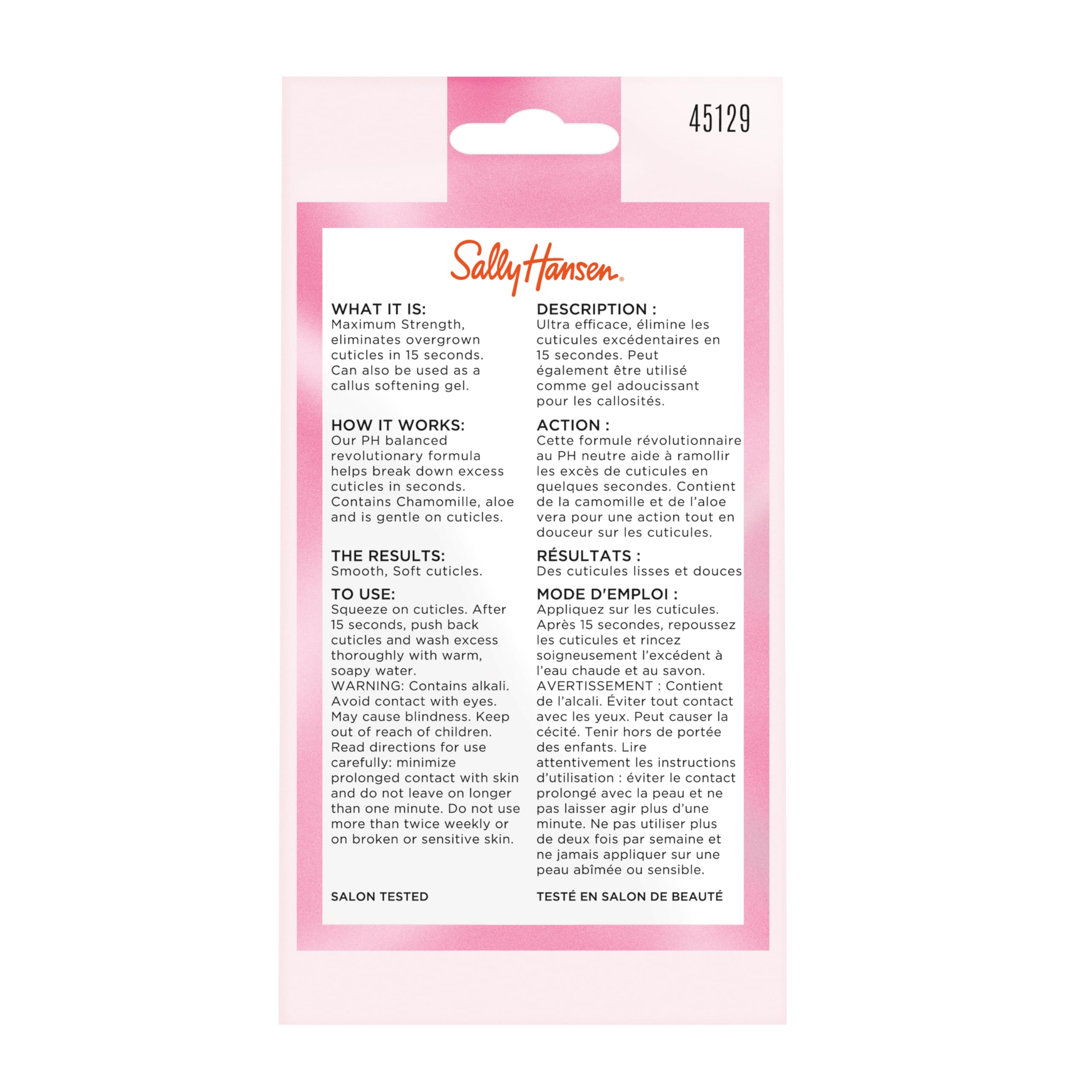 Sally Hansen Instant Cuticle Remover, Fast Drying Nail Treatment, 1 Fl Oz, with Aloe and Chamomile, Model 30003424000