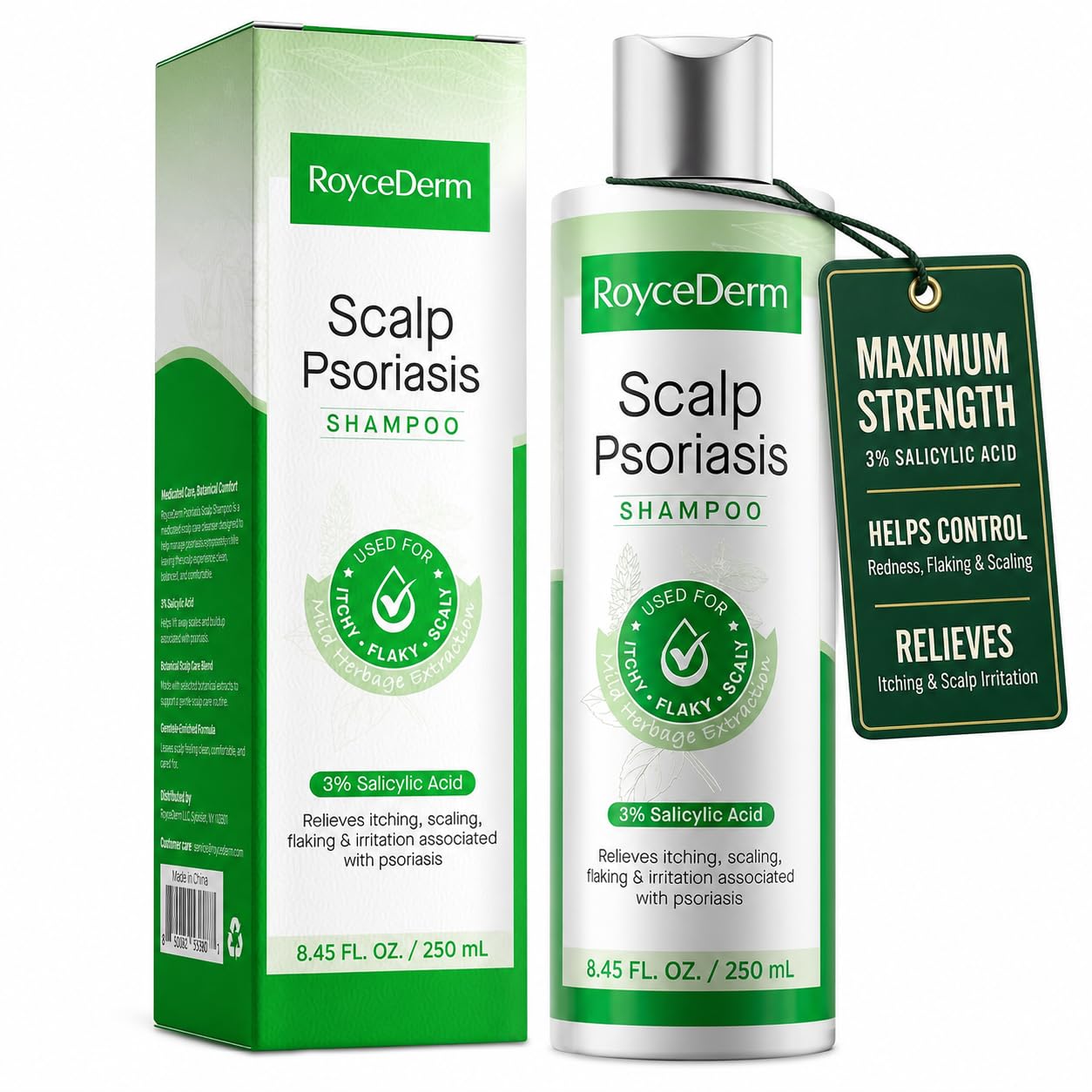 Roycederm Psoriasis Shampoo, Medicated Scalp Treatment, 8.45 Fl Oz