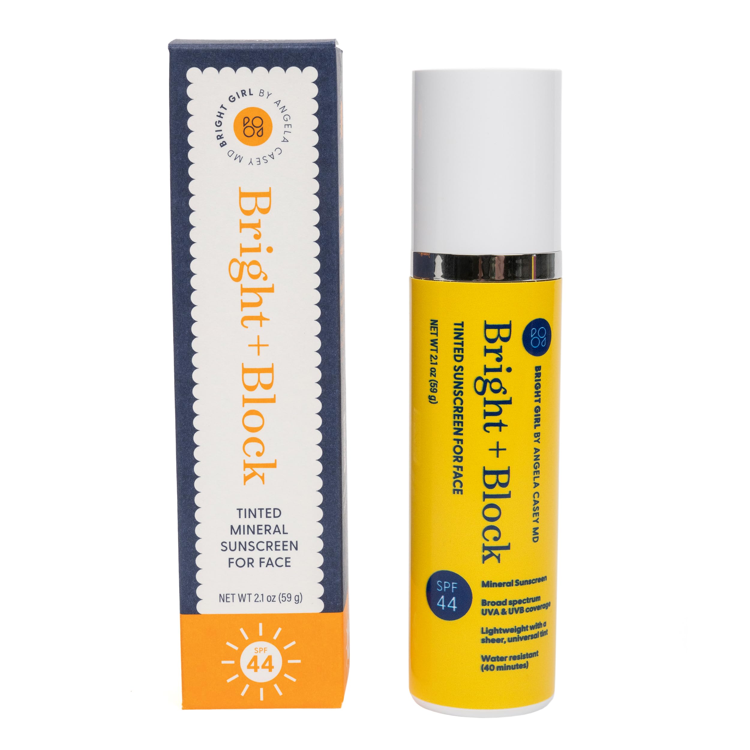 Bright Girl SPF 44 Tinted Mineral Face Sunscreen UVA/UVB Protection, 2.1oz