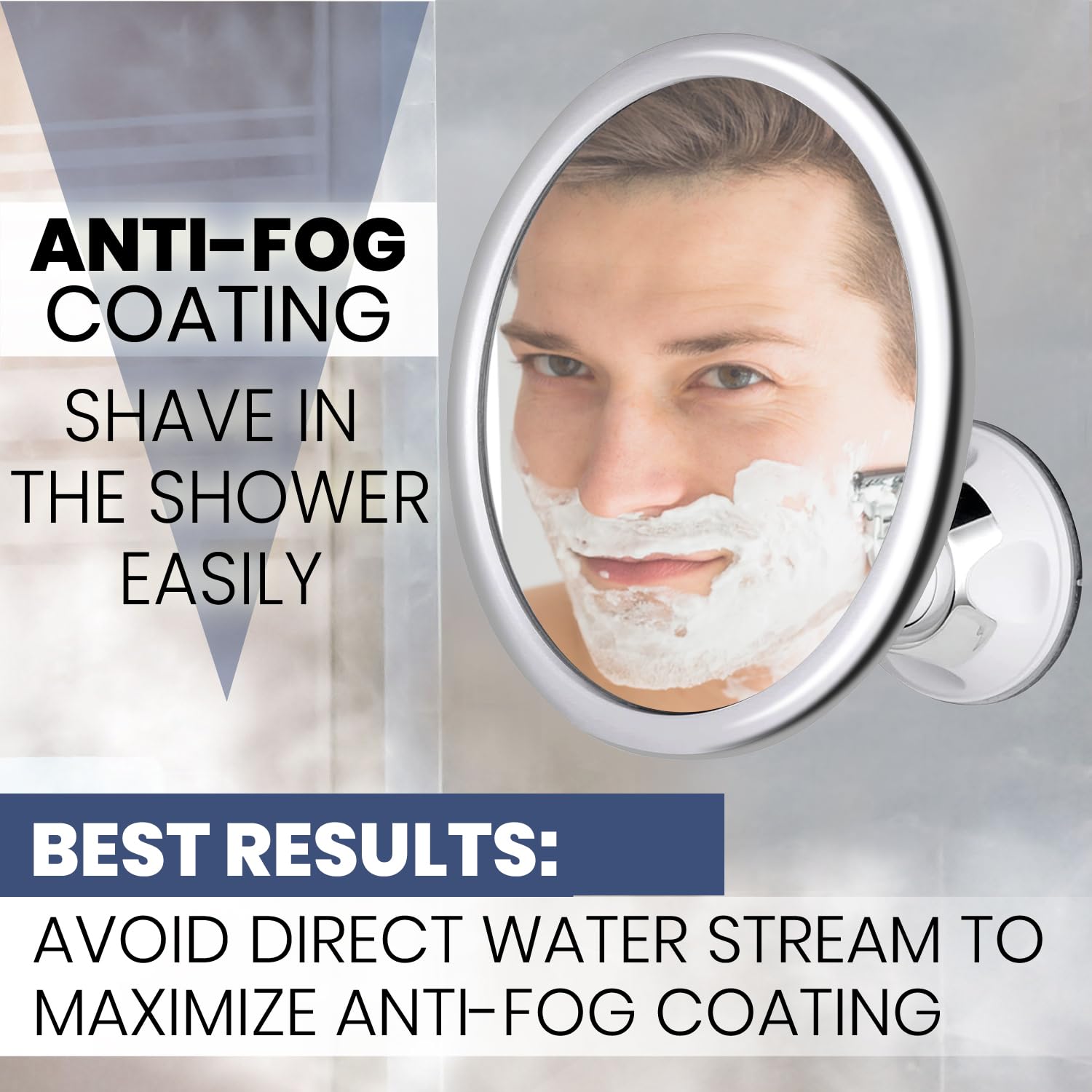 Mirrorvana Anti Fog Mirror For Shower - Fogless, Shatterproof Shaving Mirror With 360 Swivel And Adjustable Suction Cup - 6.7''