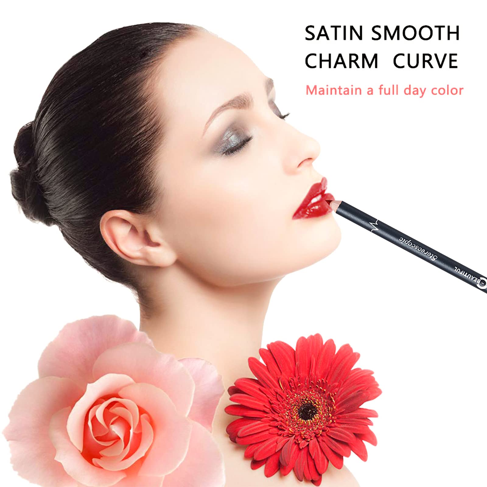 Dc-Beautiful 12Pcs Lot Set 12 Colors Lip Liner Pencil Waterproof Non-Marking Matt Velvet Lipstick Pen, Professional Long Lasting