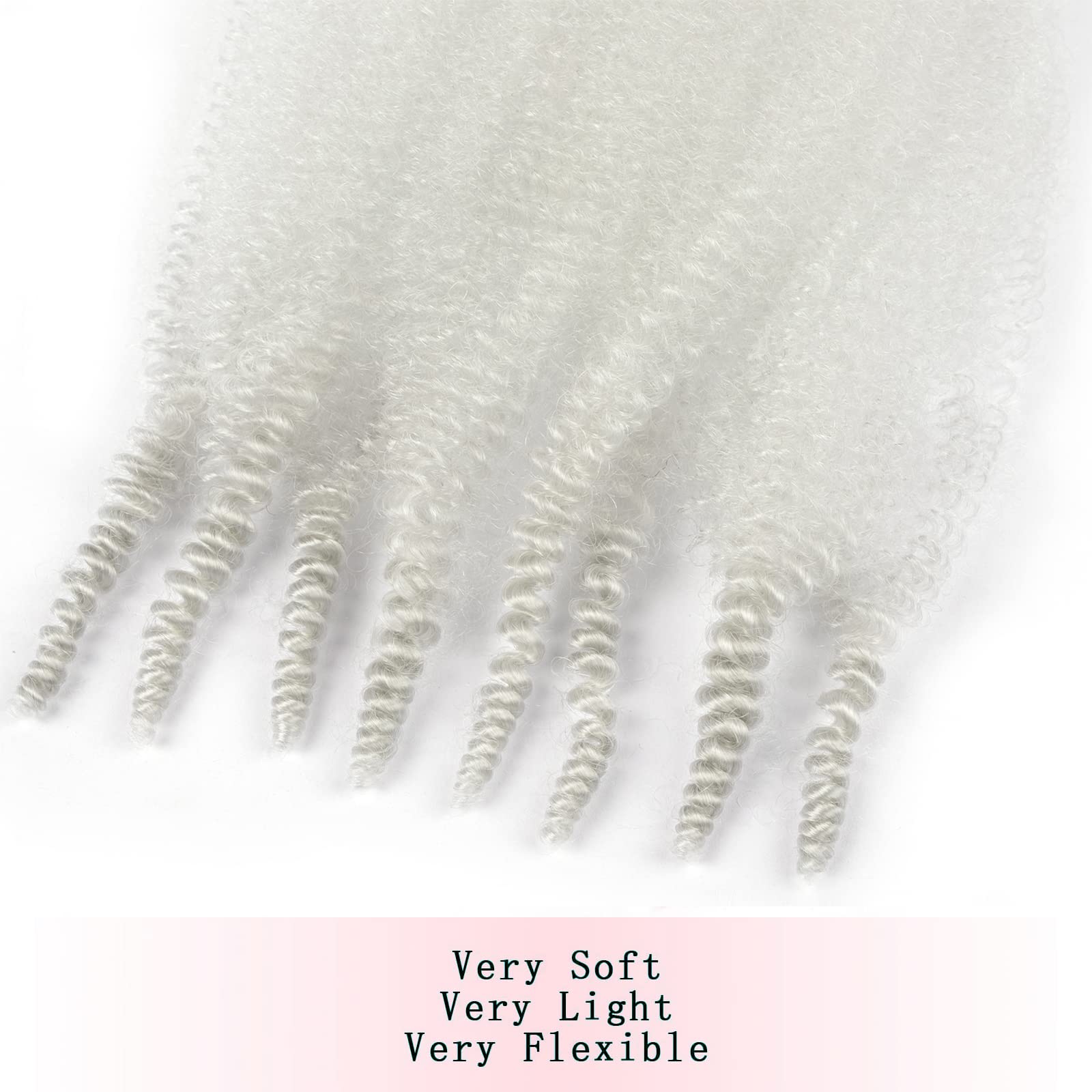 8 Packs Springy Afro Twist Hair Silver Gray Crochet Hair 16 Inch Pre-Separated Kinky Marley Twist Braiding Hair Soft Crochet For