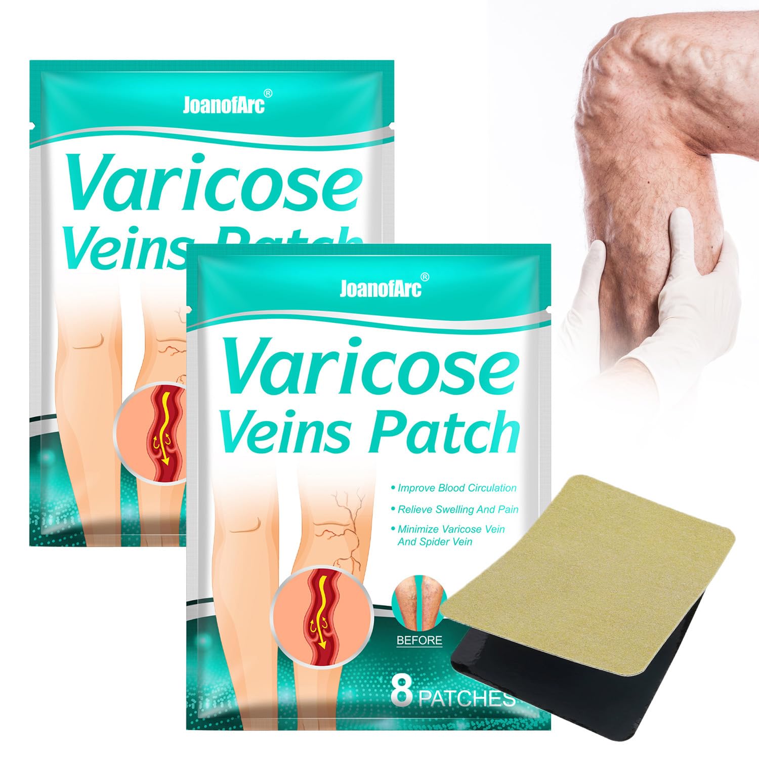 JoanofArc 2pack Varicose Veins Patch, Professional Varicose Veins Patch for Legs, Soothing Leg Patches, Naturally Improves the A