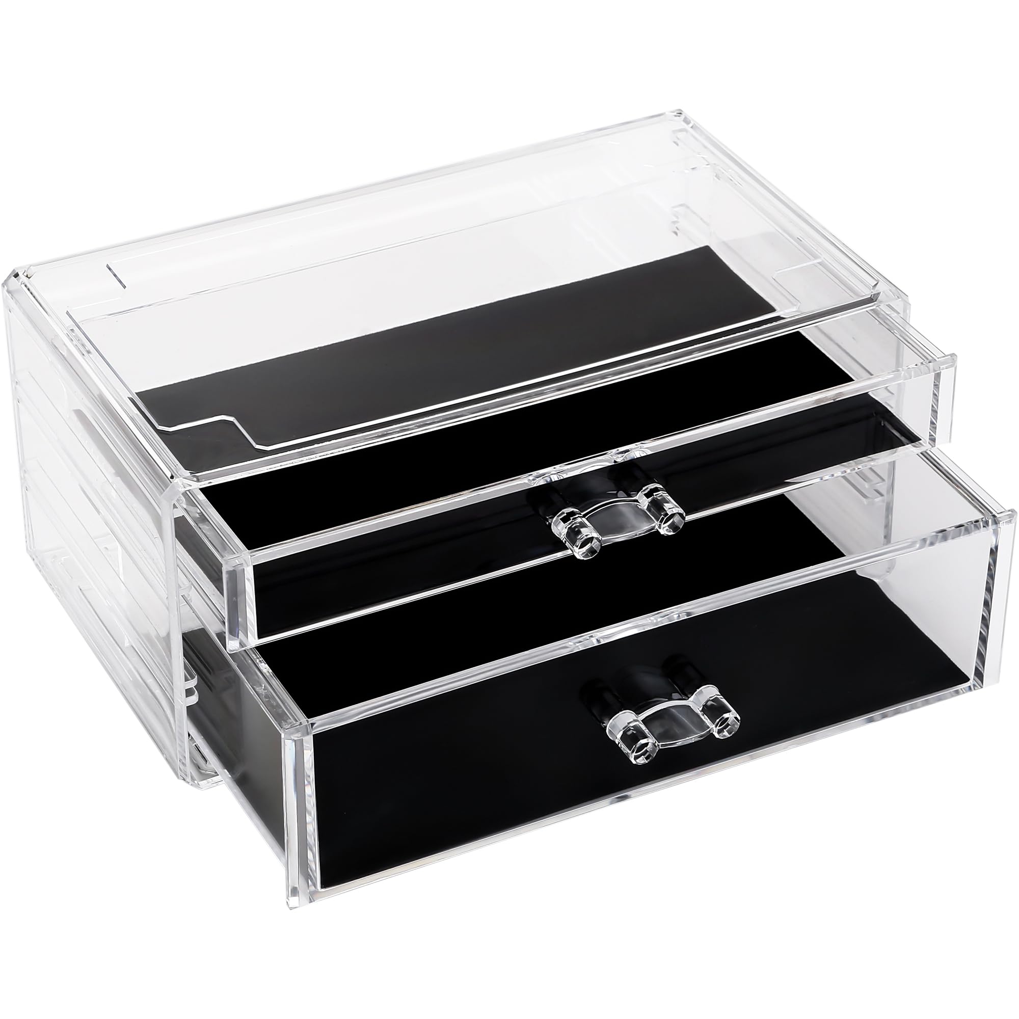 Sea Team Clear Makeup Organizer with Drawers, Acrylic Plastic Cosmetic Display Case, Jewelry Storage Box, Holder for Dresser, Ba