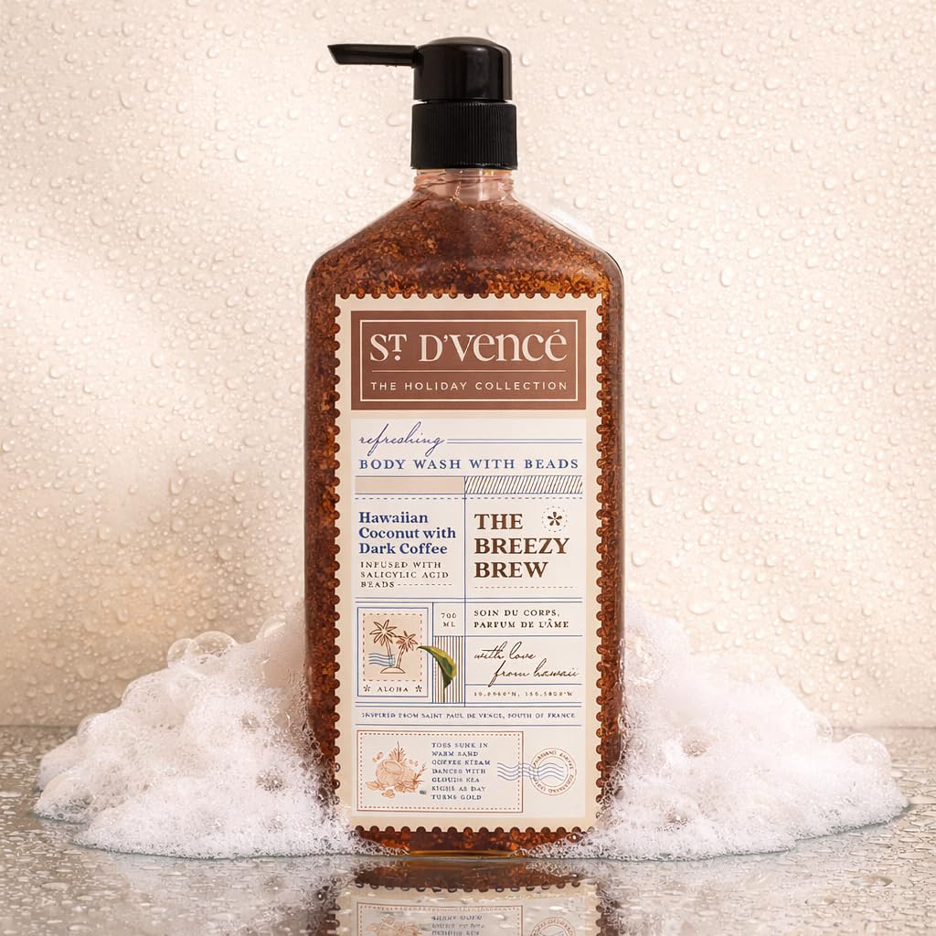 St. DVence Breezy Brew Body Wash Shower Gel For Women & Men With Coffee & Coconut | Paraben & Sls Free | Exfoliating & Moisturiz