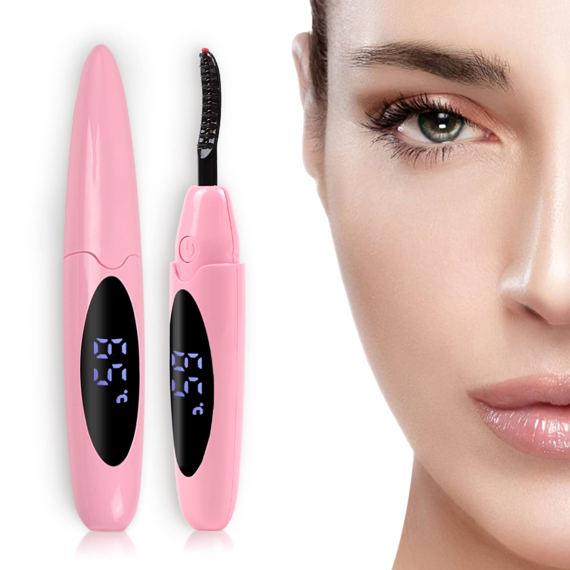Heated Eyelash Curlers Lash Curler:Electric Eyelash Curlers, Rechargeable Lash Curler with Eyelash Comb for Quick Natural Curlin