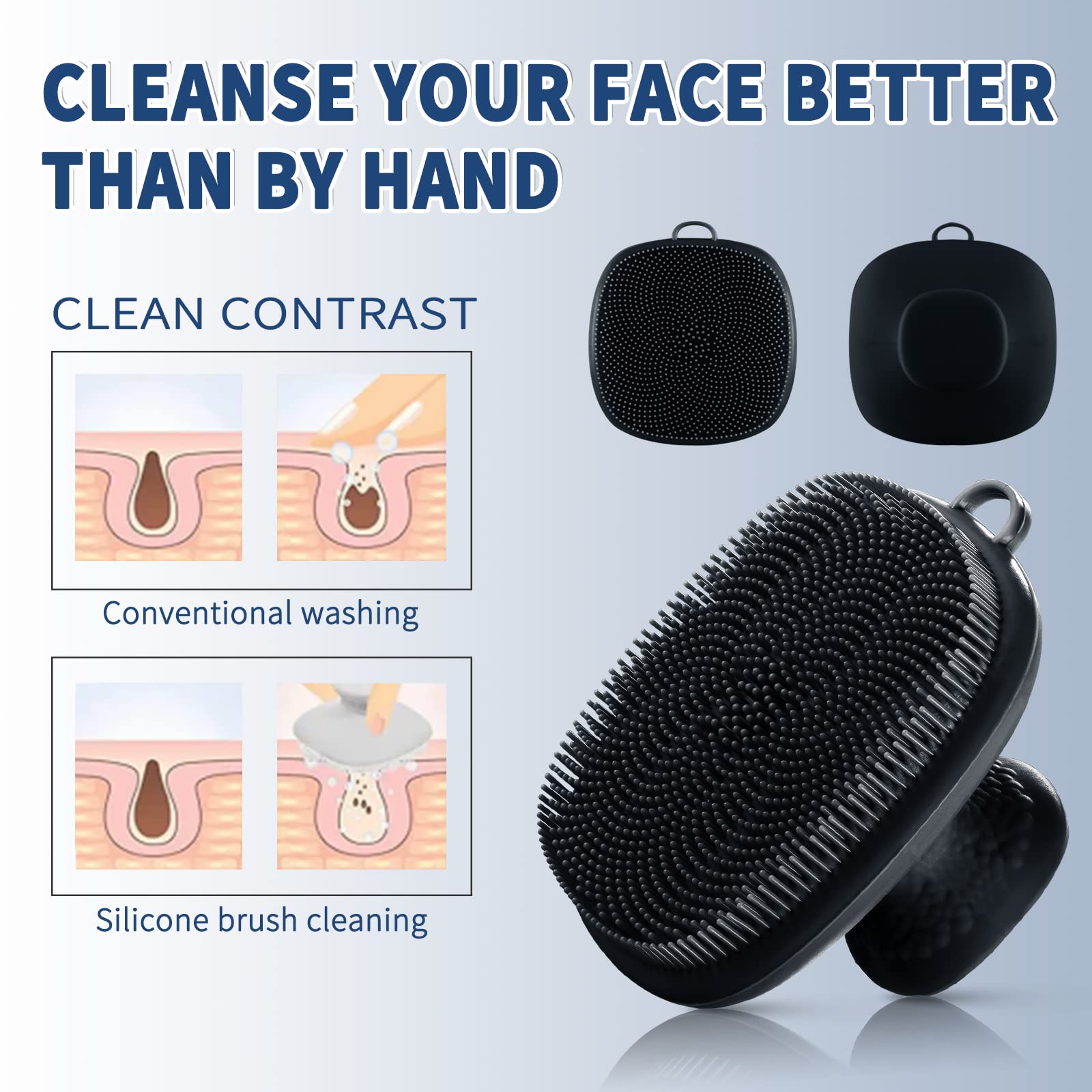 Silicone Face Scrubber For Men, Facial Cleansing Brush Silicone Face Wash Brush Manual Waterproof Cleansing Skin Care Face Brush