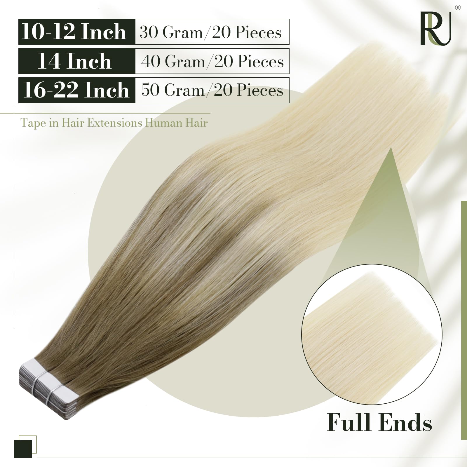 Runature 18 Inches Ombre Brown Tape In Hair Extensions Human Hair Long Tape In Remy Hair Extensions Balayage Light Brown Fading
