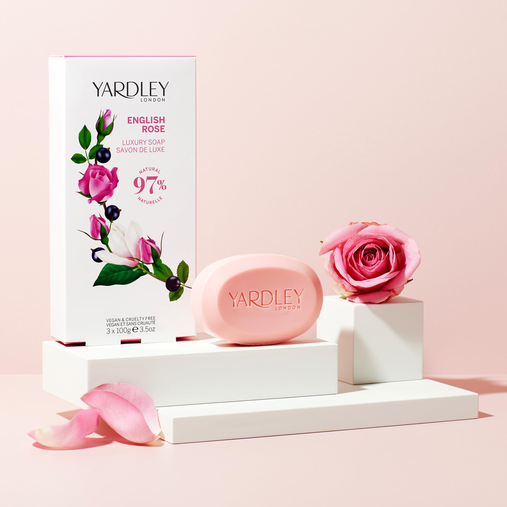 Yardley English Rose Luxury Bar Soap Set For Women, 3 Count