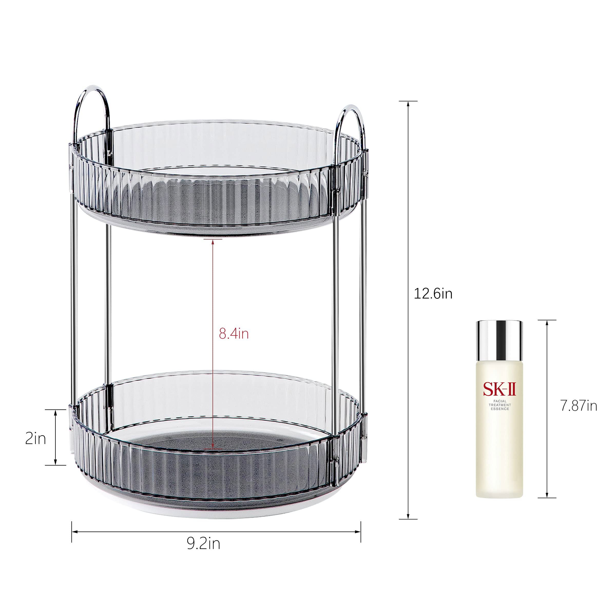 Invssene 360 Rotating Makeup Organizer, Bathroom Organizers And Storage Holder Rack, Large Capacity Vanity Shelf Countertop, Fit