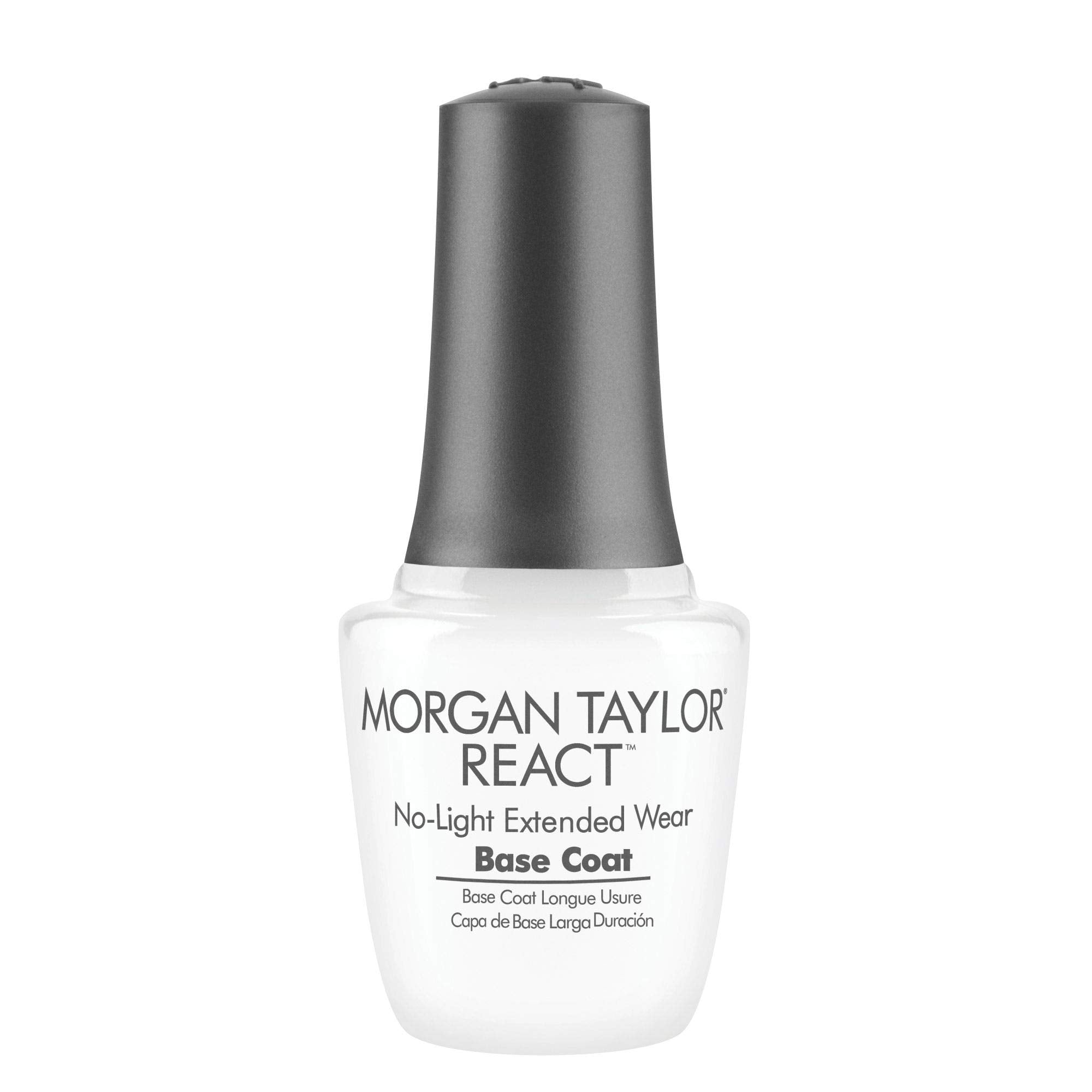 Morgan Taylor Nail Lacquer REACT No Light Extended Wear Base Coat, Base Coat Nail Polish, 0.5 oz.