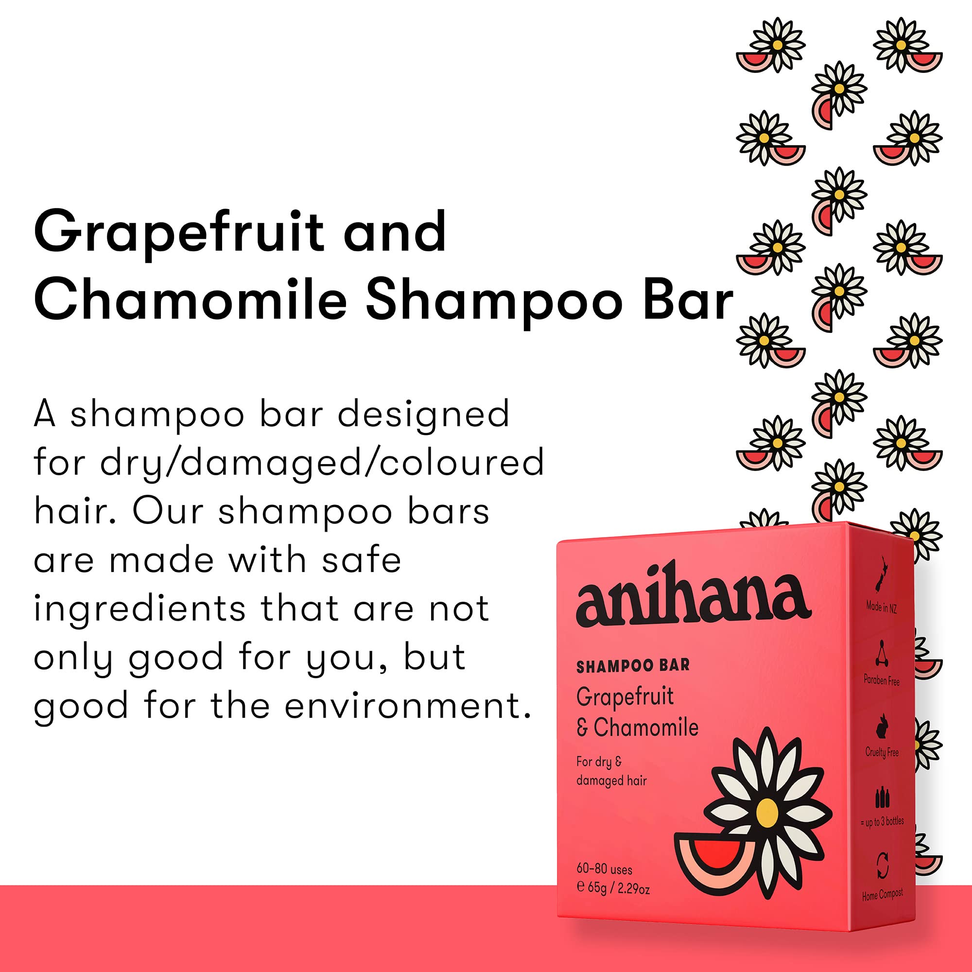 Anihana Shampoo Bar For Damaged & Color Treated Hair Types Paraben Free Cruelty Free Refreshing Grapefruit And Chamomile Scent 2