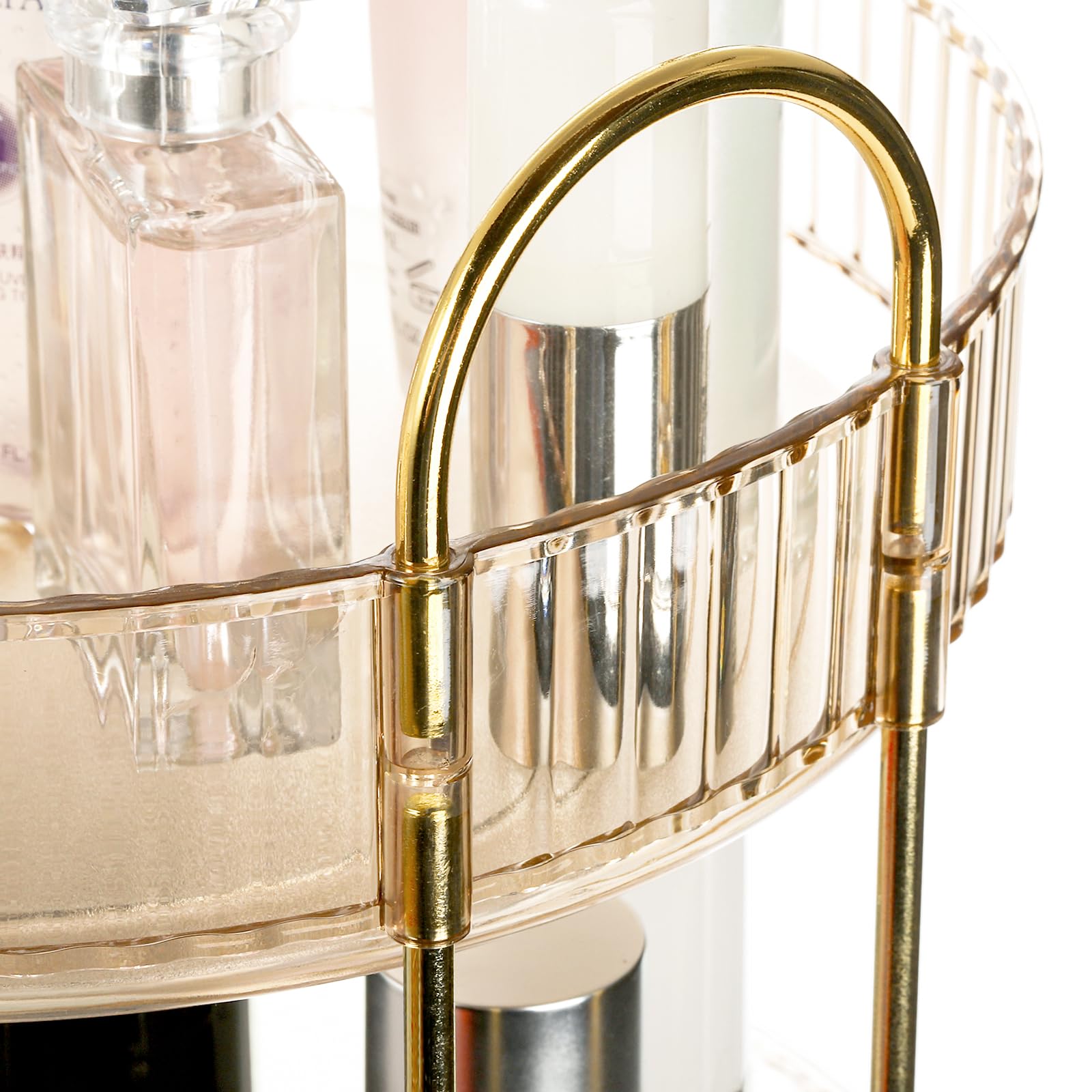 Cididu 360 Rotating Makeup Organizer, 3 Tiers Plastic Bathroom Spinning Holder Rack, Round Lazy Susan Organizer, Large Capacity