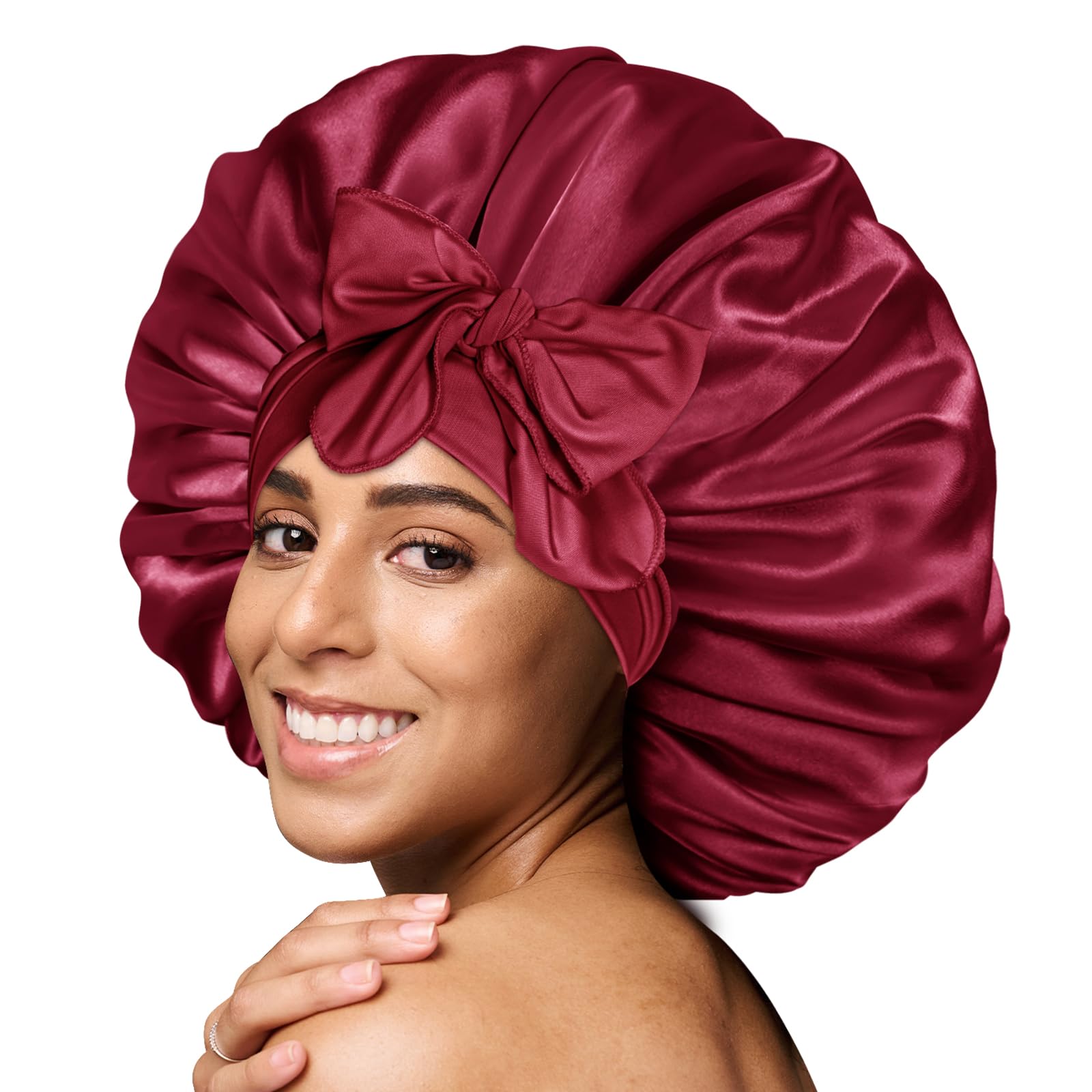BONNET QUEEN Silk Bonnet for Sleeping Women Satin Bonnet Hair Bonnet Large Bonnet night sleep cap scarf for curly hair with tie 