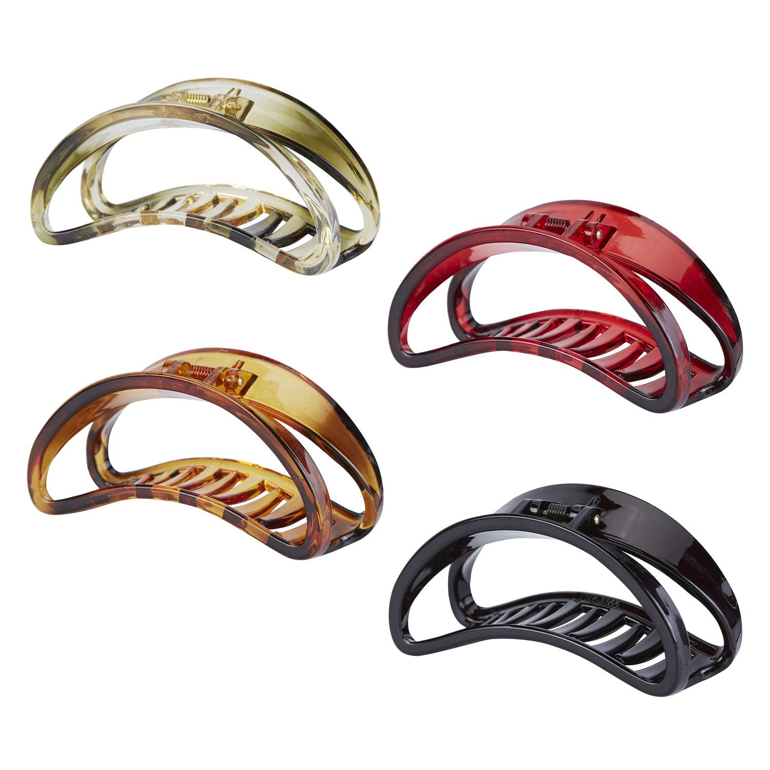 Lawie 4 Pack Large Black Brown Red Butterfly Octopus Arcylic Resin Plastic Hair Claw Clips Crab Jaw Barrettes Hair Grips Clamps 
