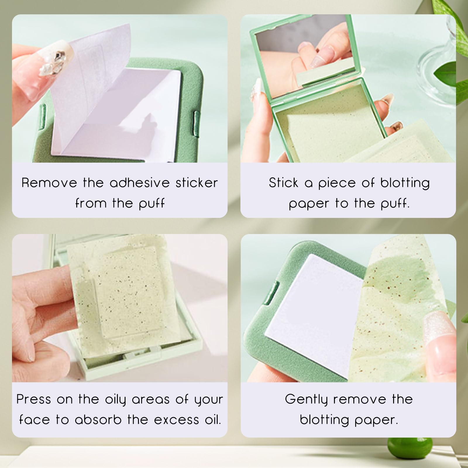 LuckyOpt 200 Oil Blotting Sheets for Face, Portable Oil Control Film with Mirror & Puff Not Destroy Base Makeup Face Oil Absorbi