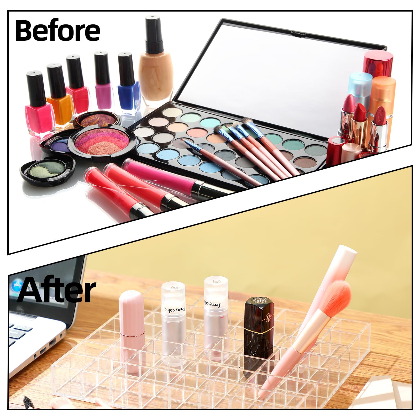 Mumufy Lipstick Holder Clear Acrylic Organizer Makeup Lip Gloss Organizer Plastic Cosmetic Display Case For Lipstick Brushes Bot