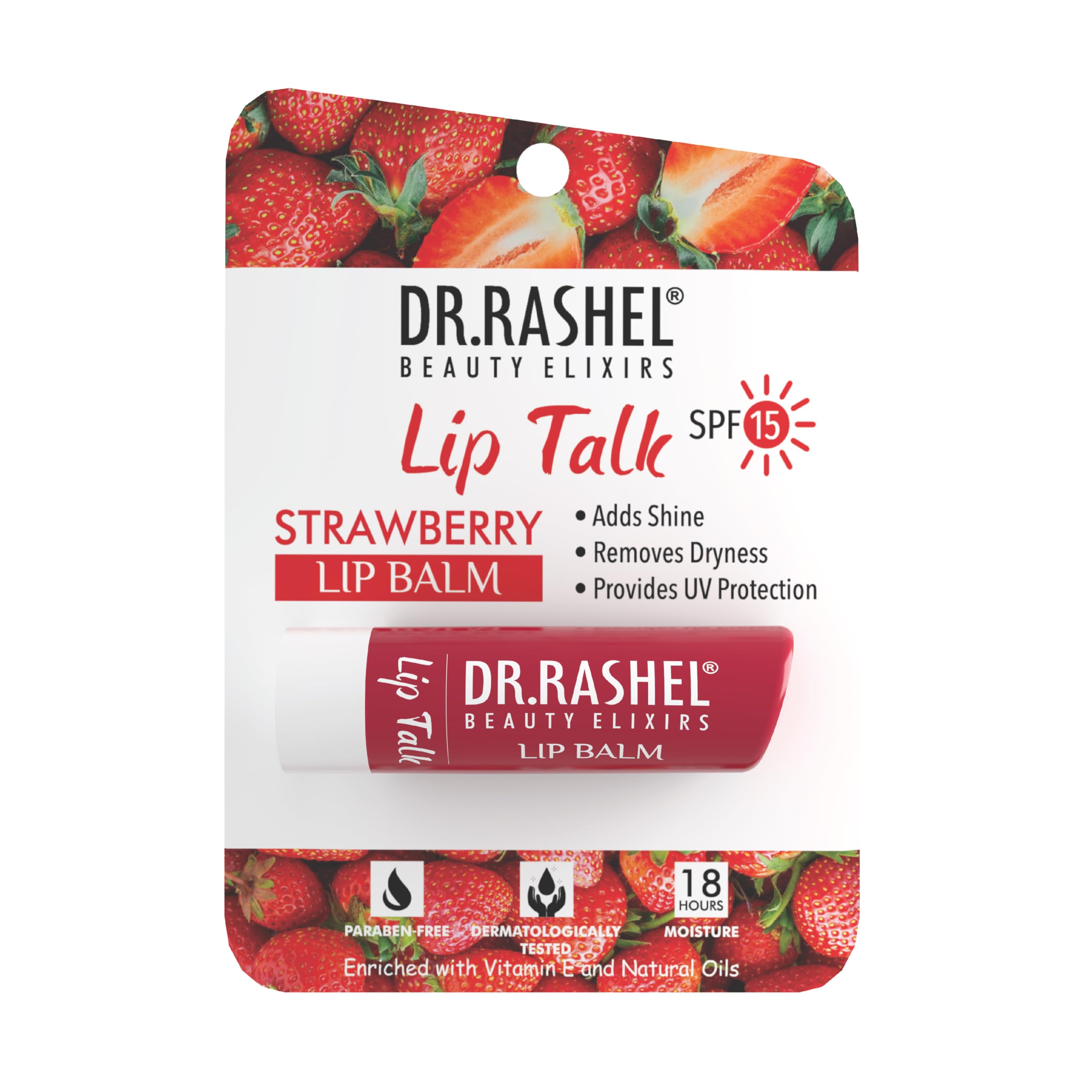 Dr.Rashel Strawberry Moisturizing Lip Balm  4.5 Gms Tinted Lip Moisturizer For Dry, Chapped & Cracked Lips, Enriched With Vitam