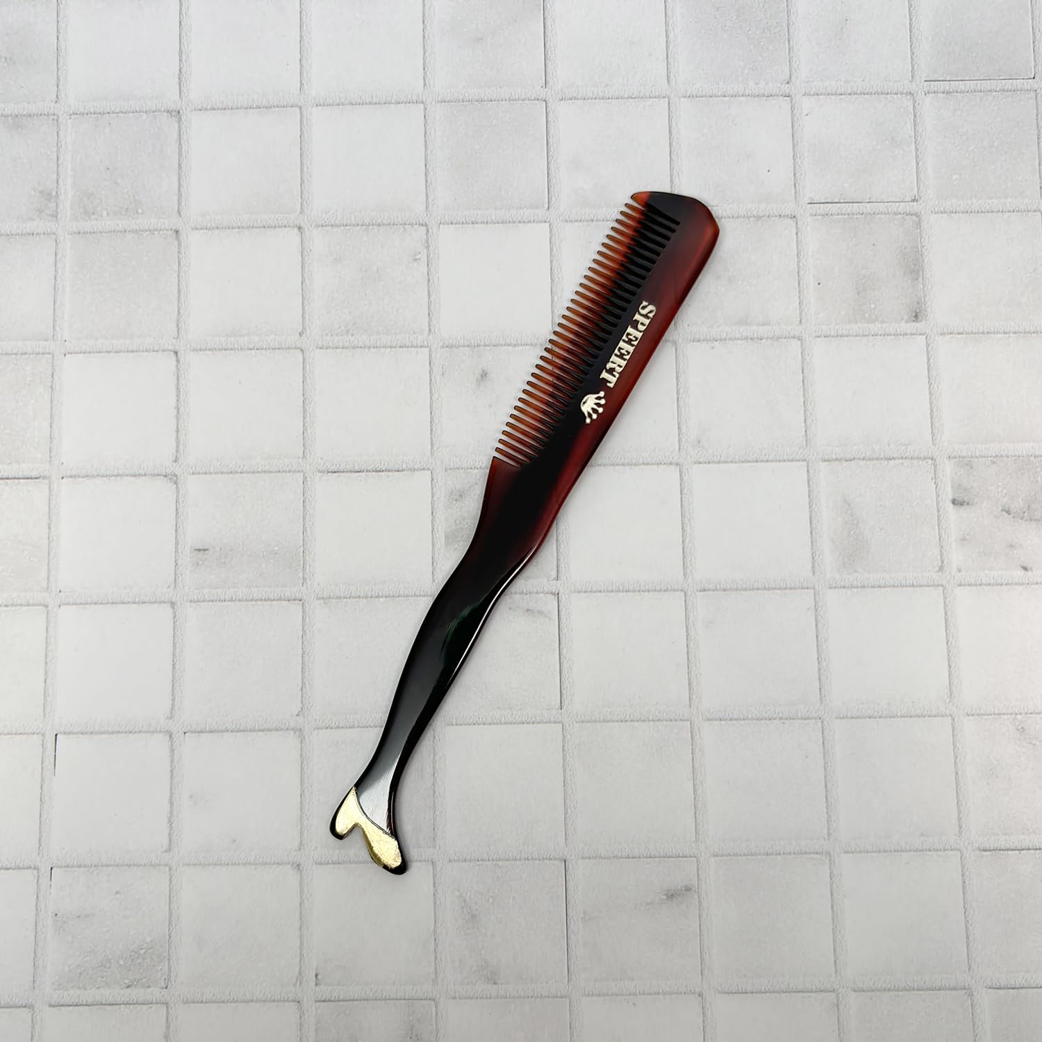 Speert #1619 Acetate Tortoise Mustache Comb Men Thick Coarse Curly Cut Beard Grooming Barber Styling Handmade In Switzerland