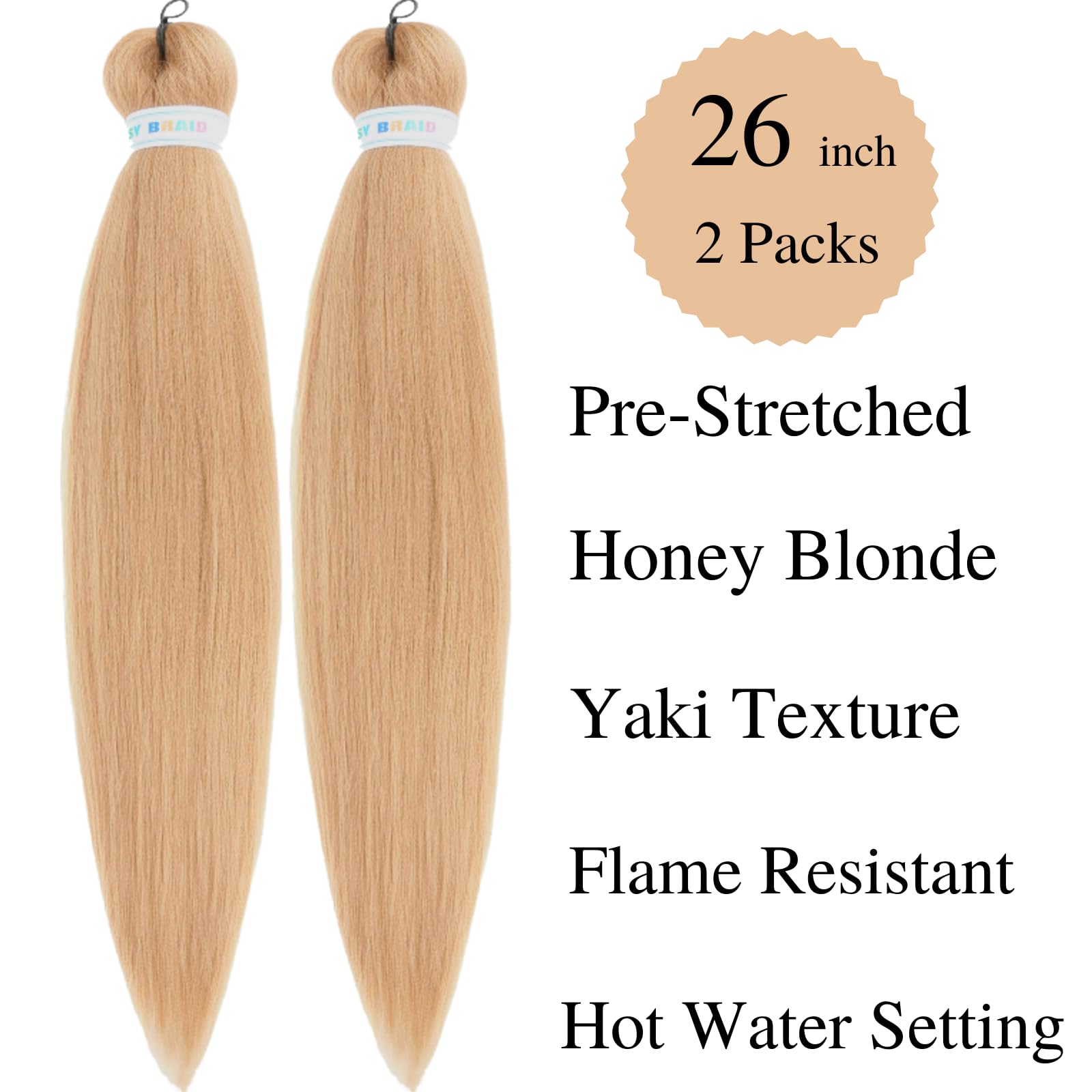 Gozill Honey Blonde Braiding Hair Pre Stretched Kanekalon Prestretched Braiding Hair Ez Braid Hypoallergenic Colored Braiding Ha