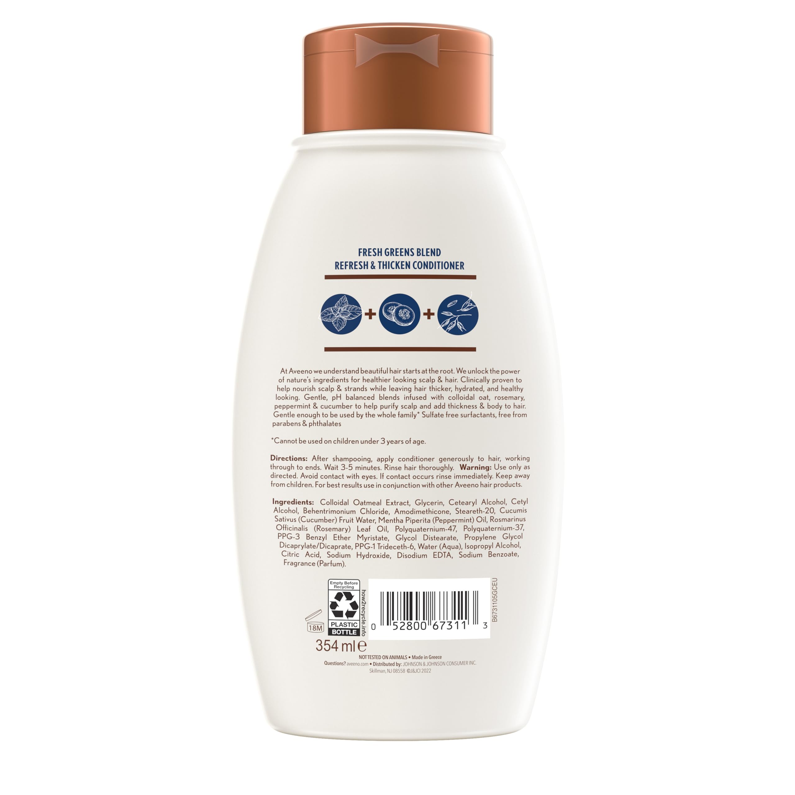 Aveeno Scalp Soothing Fresh Greens Blend Conditioner, Peppermint, 12 Fl Oz