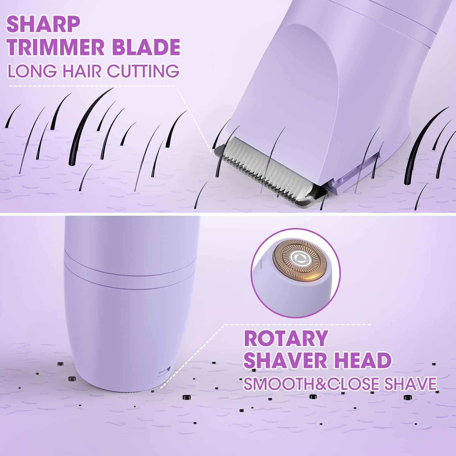 Bikini Trimmer Electric Razors for Women,3 in 1 Body Hair Removal Kit for Face,Pubic,Arm, Leg, Armpit, Bikini Trimmer,Painless I