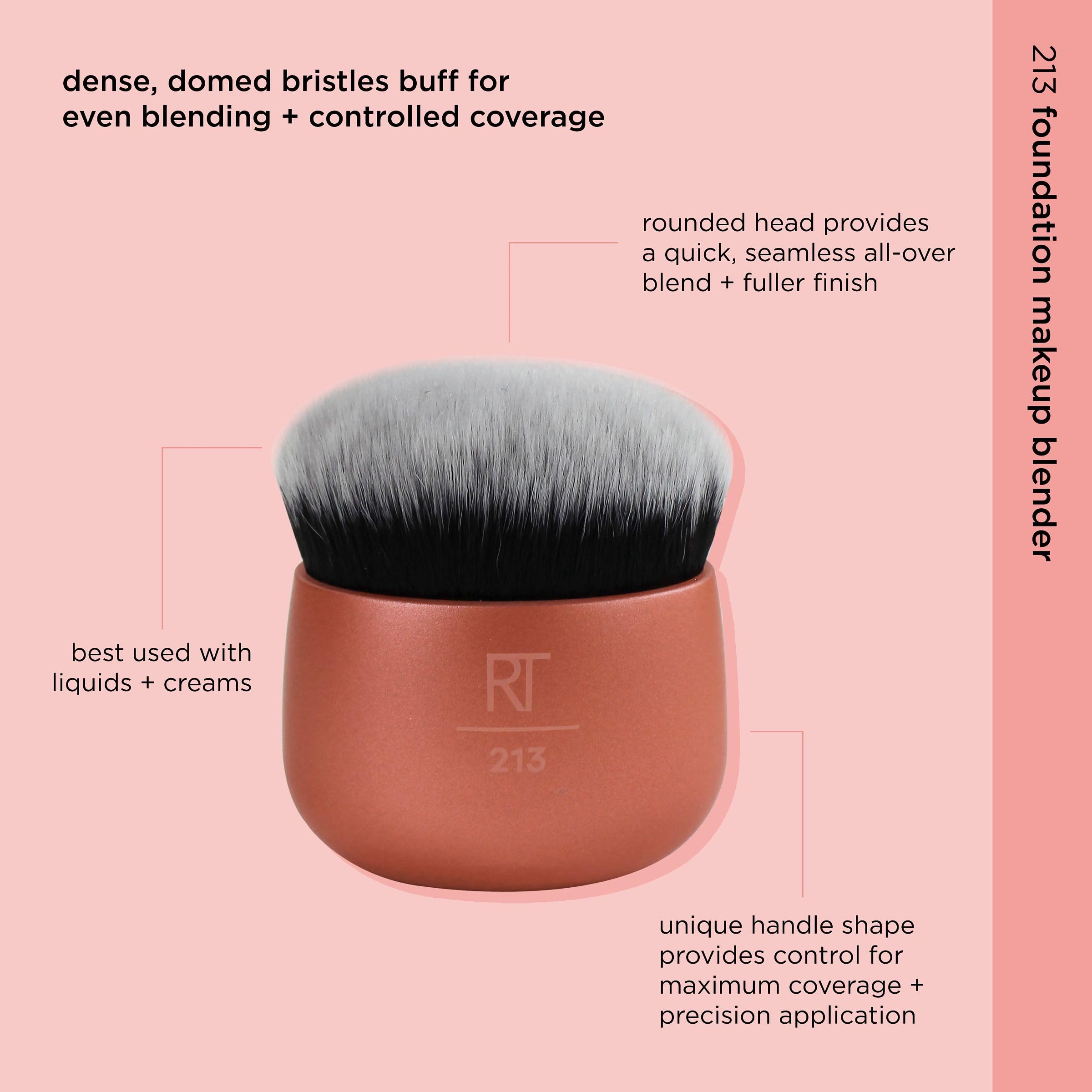Real Techniques Foundation Makeup Blender, Kabuki Brush For Face Or Body Makeup, Works With Liquid Or Cream Foundation, No Handl