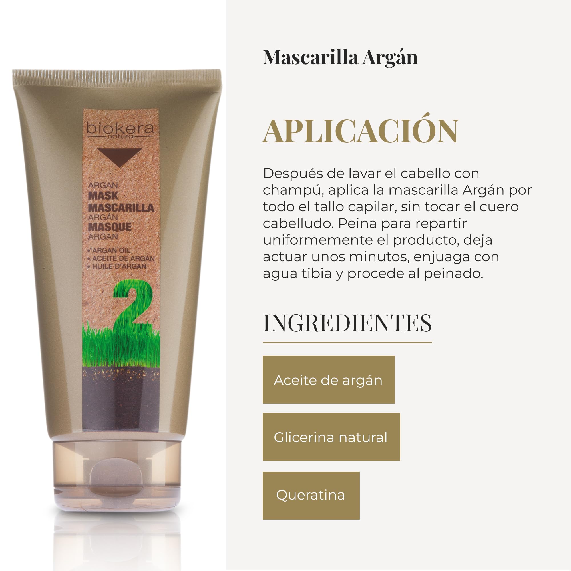 SALERM - Hair Mask - Argan Mask Biokera Natura - 200 ml - for Damaged Hair - with Argan and Cotton Oil - Deep Hydration - Helps