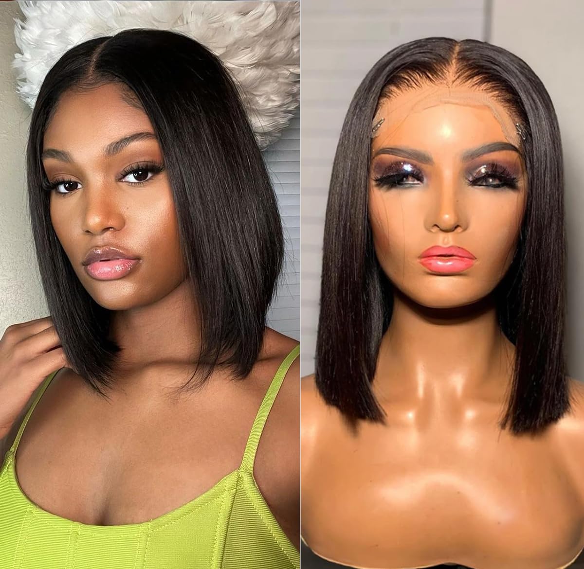 Sogram Bob Wig Human Hair 6x6 Lace Closure Wigs for Black Women Brazilian Short Straight Human Hair Wig Bone Straight Glueless W