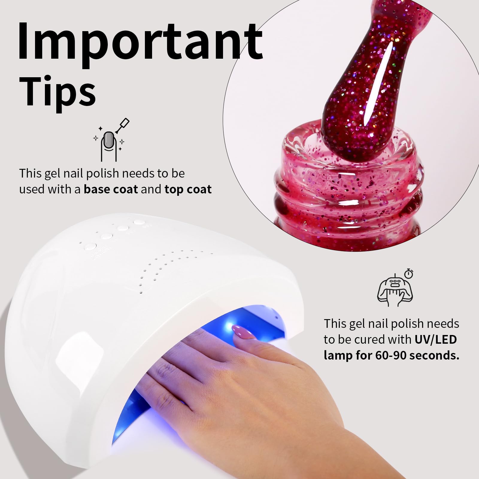 Firedeep Pink Glitter Gel Nail Polish 16Ml Big Bottles Sparkly Iridescent Glitter Uv/Led Soak Off Gel Polish For Nail Art Manicu