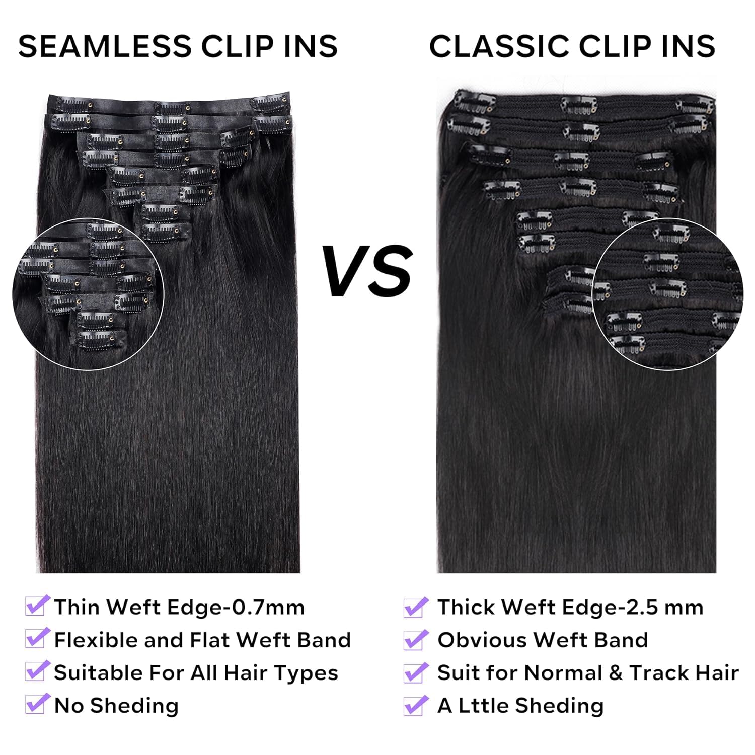 Pobokix Seamless Clip In Hair Extensions Real Human Hair Straight Brazilian Human Hair Clip In Extensions 8Pcs Pu Clip In Remy H