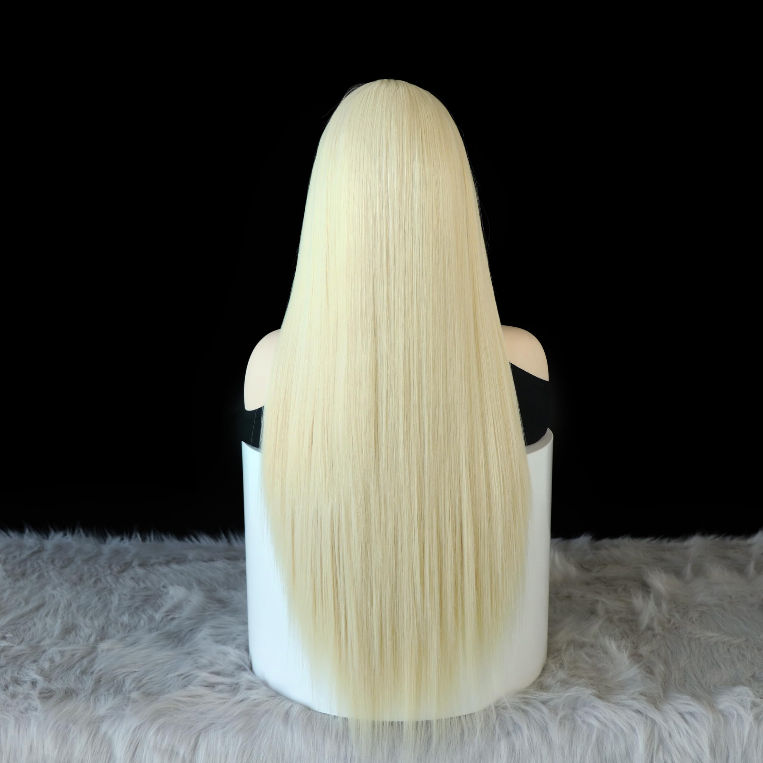 Wxhwcx #613 Blonde Synthetic Lace Front Wig Straight Free Part Heat Resistant Fiber Hair Glueless Lace Wigs For Women Natural Ha