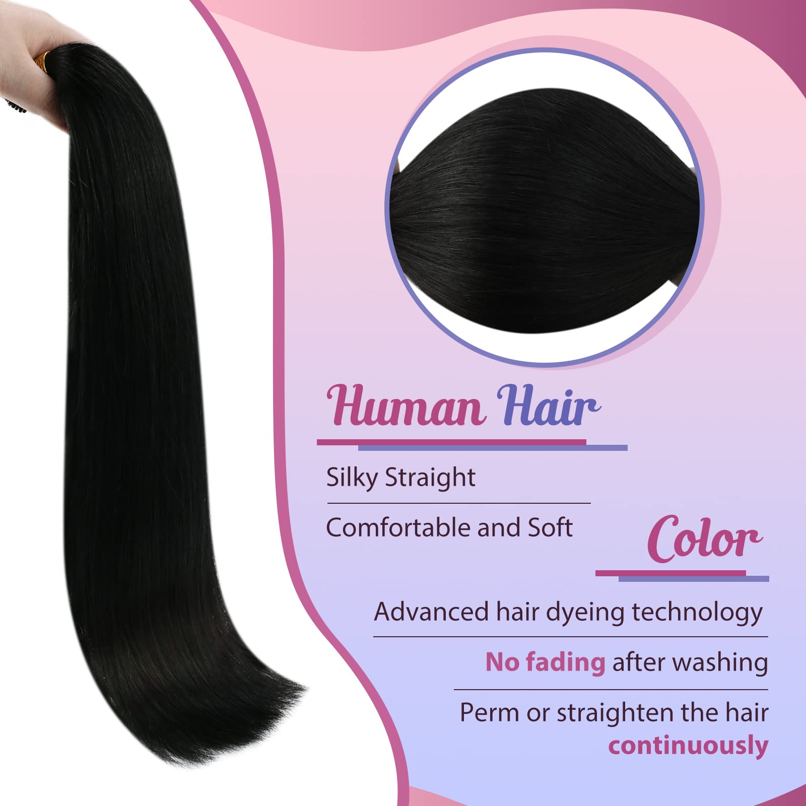 Sunny I Tip Hair Extensions Black I Tips Hair Extensions Human Hair Straight Hair Extensions I Tips 50g/100Strands I Tip Human H