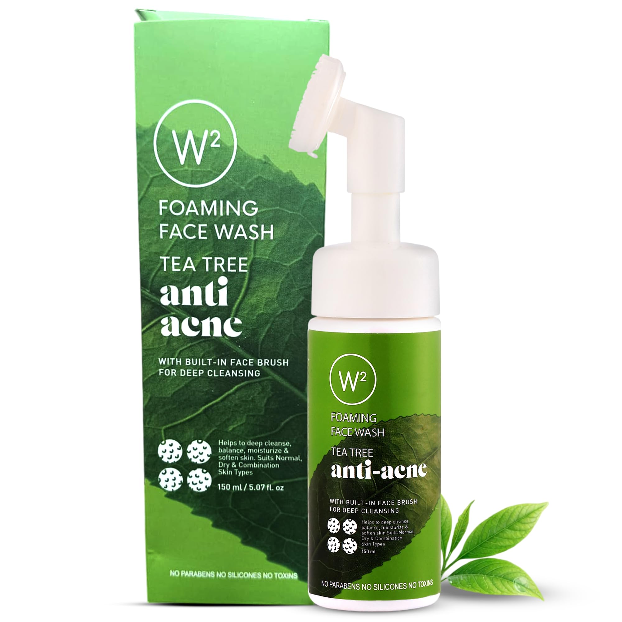 W2 Tea Tree Foaming Face Wash For Men & Women | Deep Pore Cleansing, Controls Oil, Removes Dirt & Impurities | Brightens & Impro