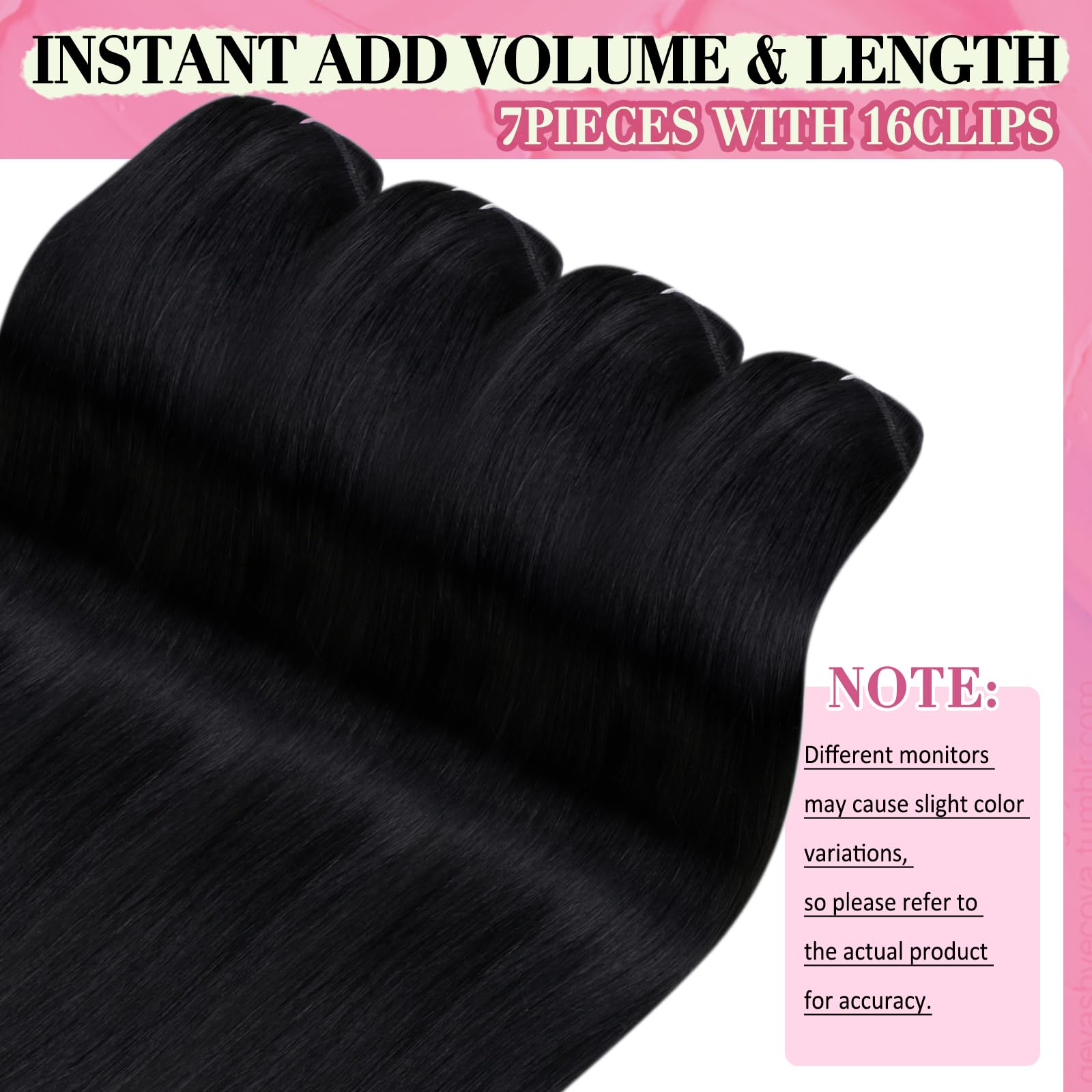 YoungSee 150G Black Clip in Hair Extensions Straight Hair Extensions Clip ins Black Clip on Hair Extensions Jet Black Clip on Ha