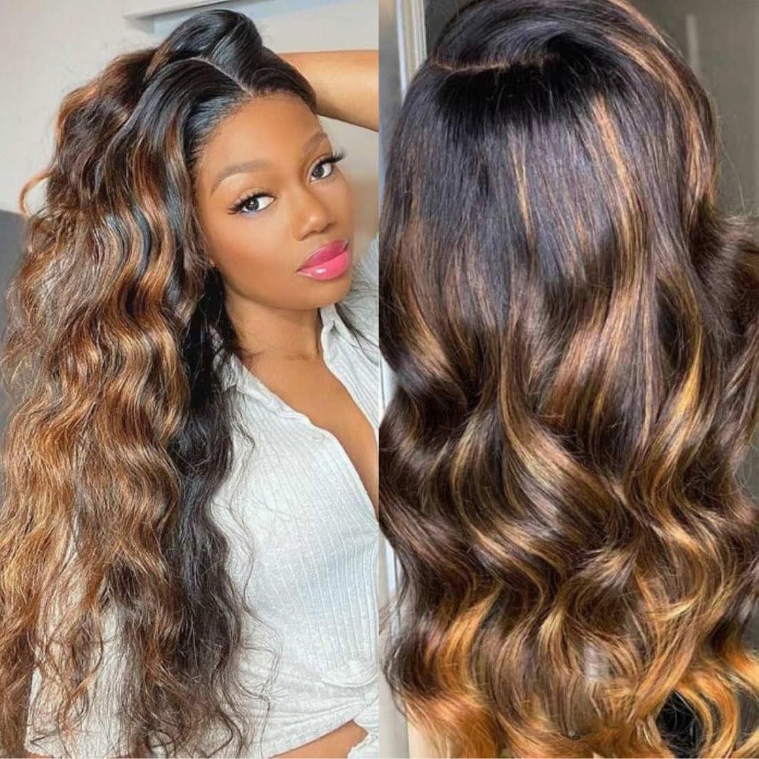 Beauty Forever 7X5 Bye Bye Knots 2.0 Balayage Brown Highlight 3D Body Wave Lace Front Wig Put On And Go Glueless Wigs With Pre-B