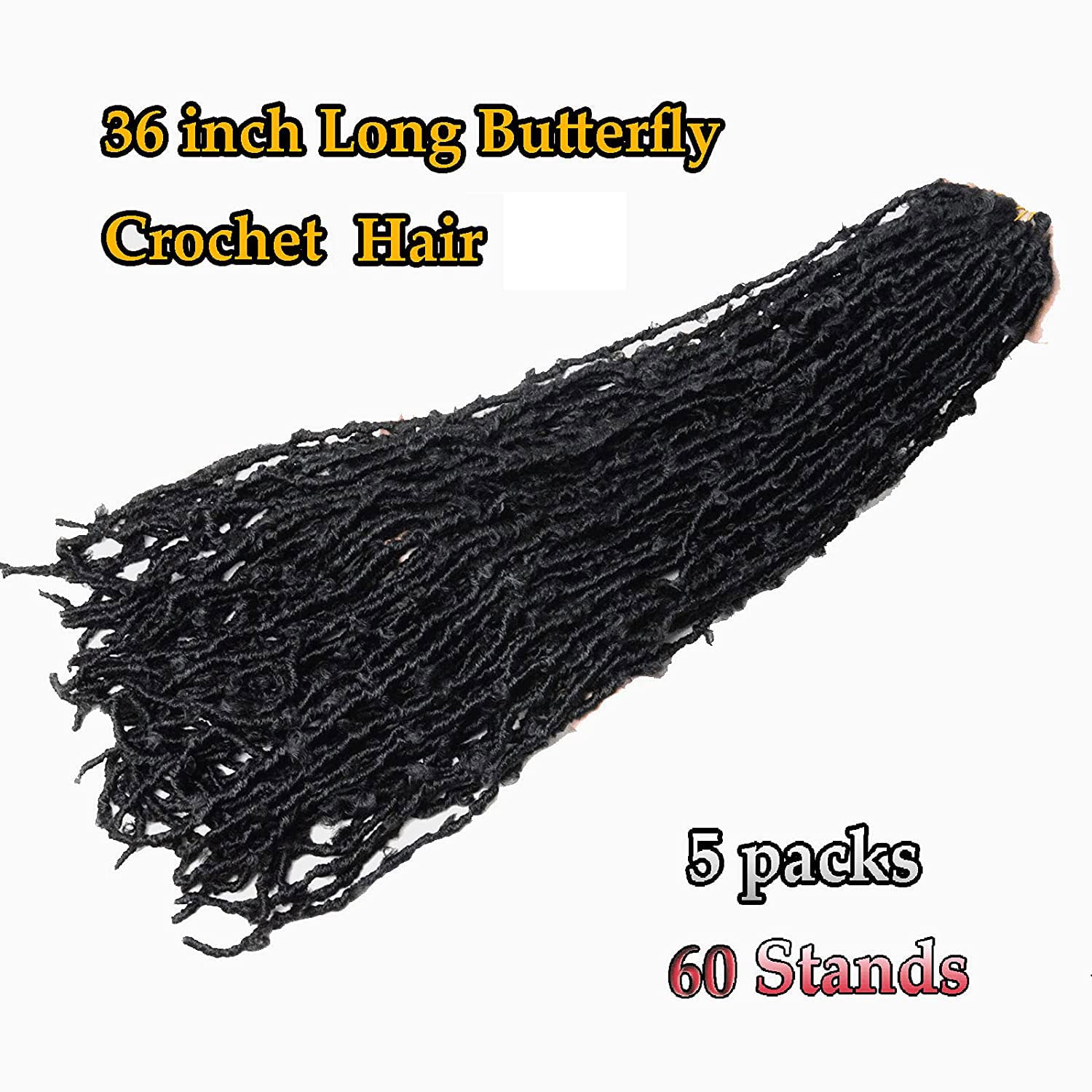 Lmzim 36 Inch Butterfly Locs Crochet Hair 5 Packs Long Distressed Soft Faux Locs, Crochet Braids Locs For Black Women