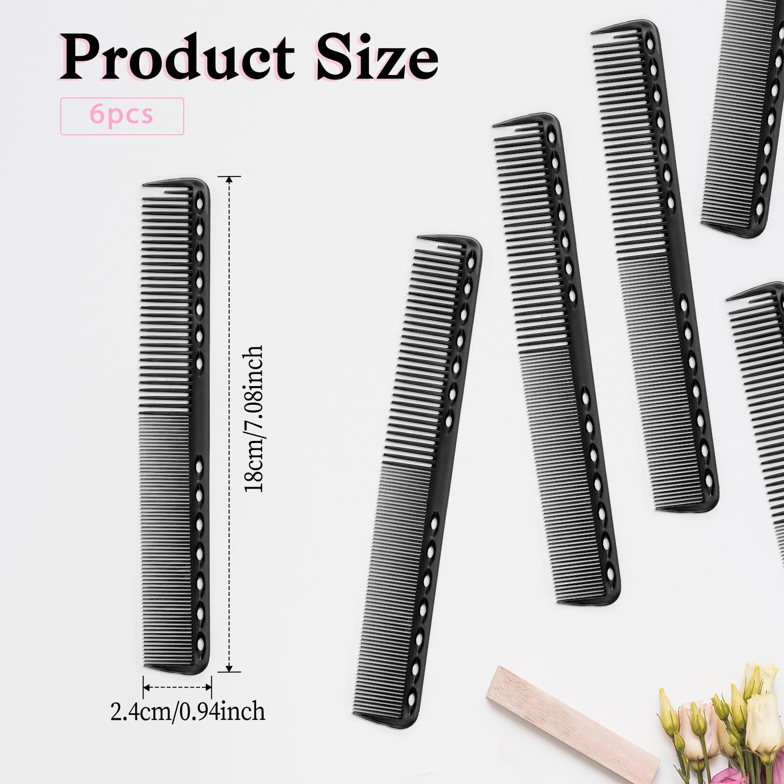 Salbsever 6Pcs Carbon Fiber Cutting Comb Haircutting Combs Professional Heat Resistant Comb, Barber Comb Hair Stylist All Purpos