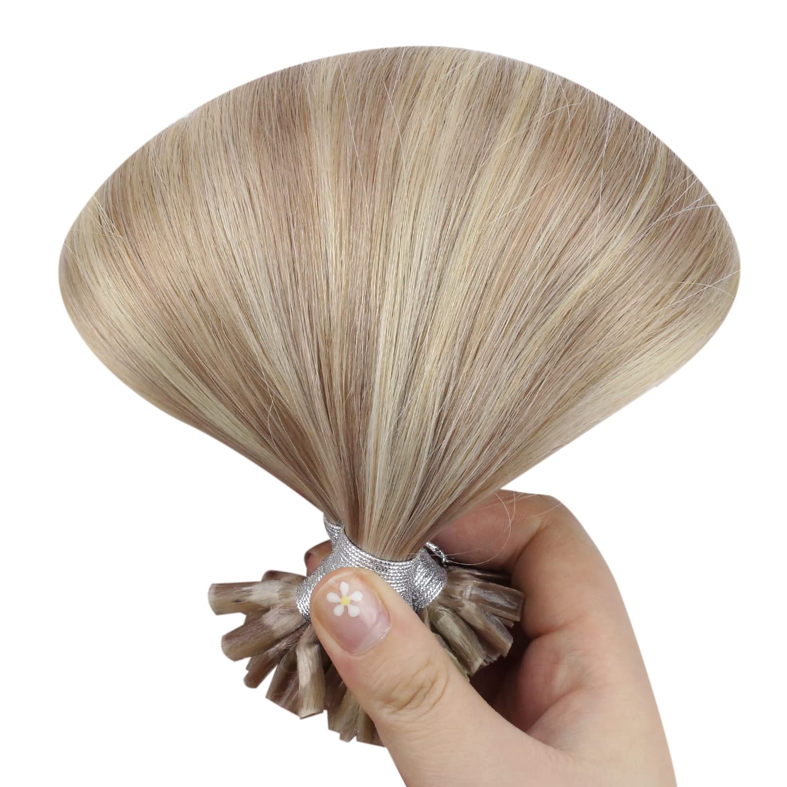 [Long]Sunny U Tips Hair Extensions Human Hair Highlight Blonde Keratin Hair Extensions Ash Blonde Highlights Bleach Blonde U Tip