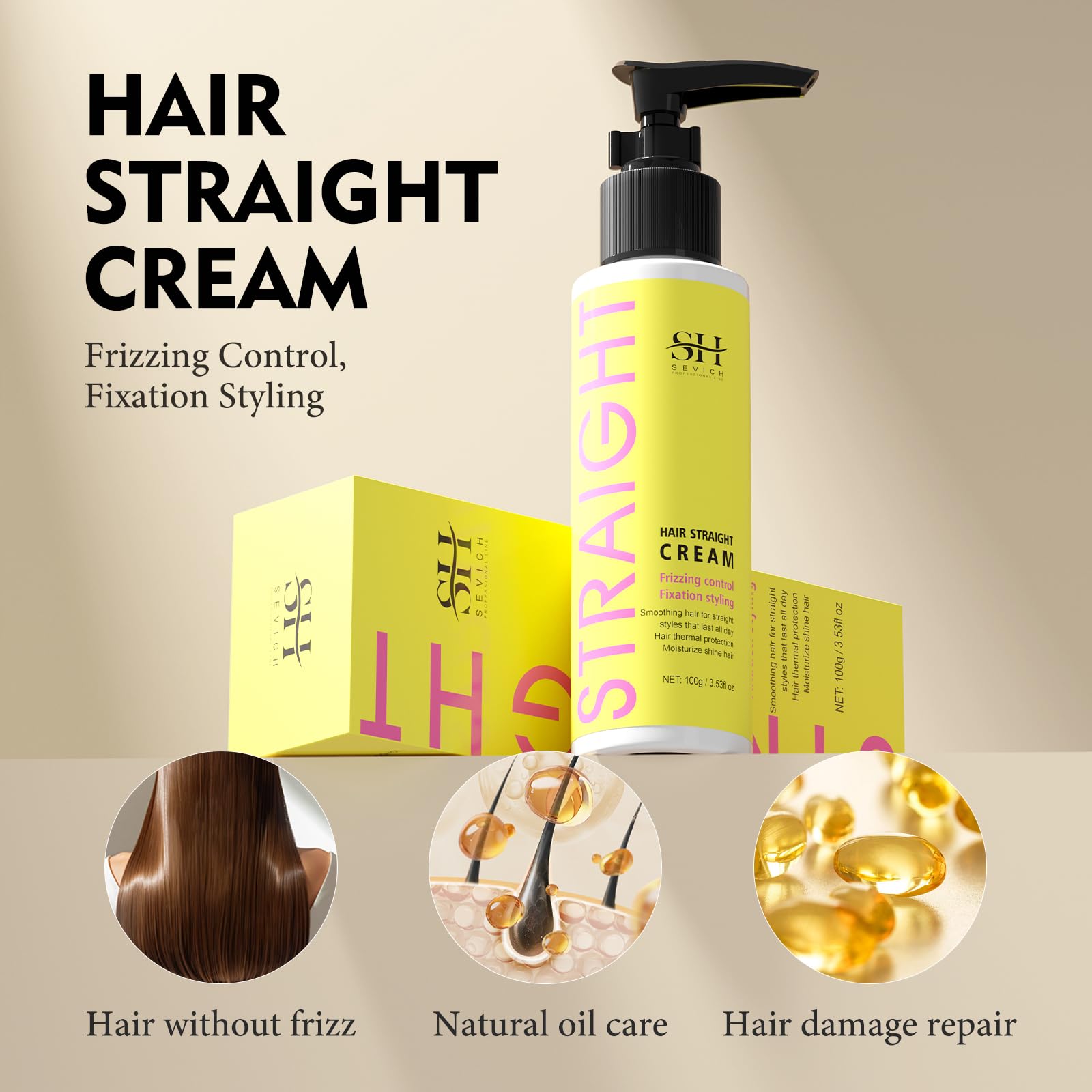 SEVICH Hair Straightener Cream - Frizz Control Hair Care Products, Hair Serum for Frizzy and Damaged Hair, Keratina Para Alisar