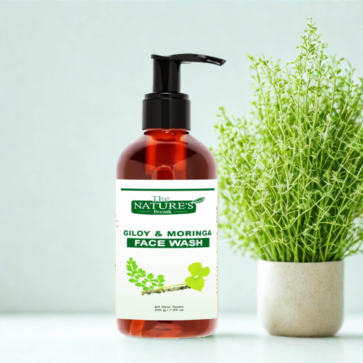 The NatureS Breath Giloy & Moringa Face Wash | AntiAcne & Oil Control | Natural Cleanser For Glowing, PimpleFree Skin | Suitab