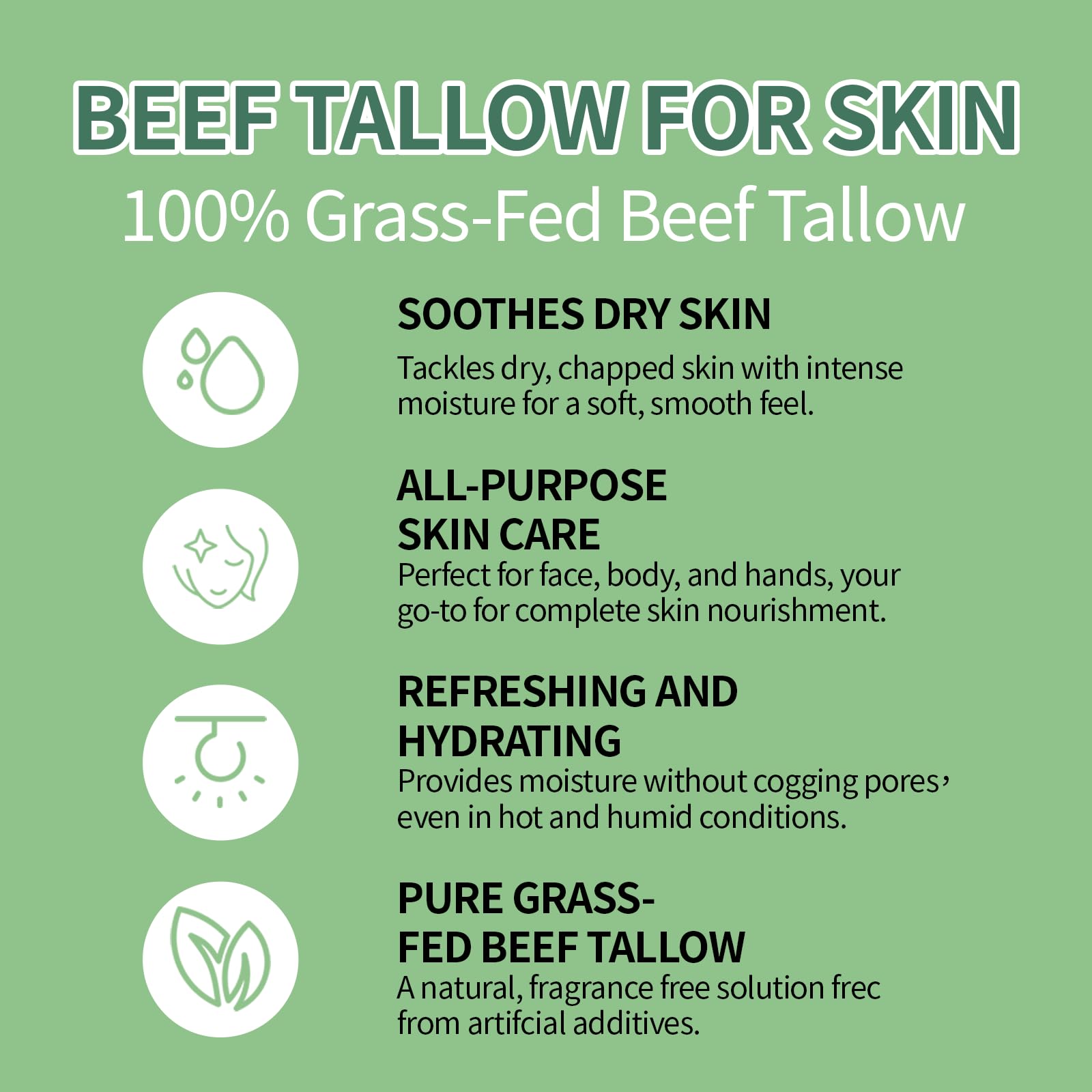 ZTSGU 2 Pcs Organic Grass-Fed Beef Tallow and Honey Balm, Face and Body Soothes Dryness Natural Moisturizer Cream Unscented. 8.4