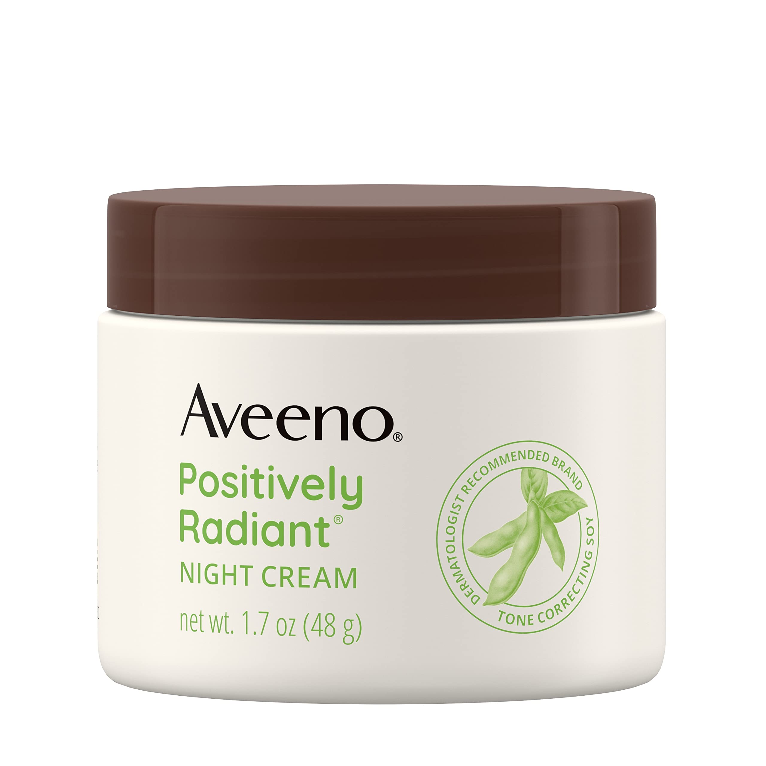 Aveeno Positively Radiant Moisturizing Face & Neck Night Cream With Tone Correcting Soy & Niacinamide, Night Cream Targets Dull