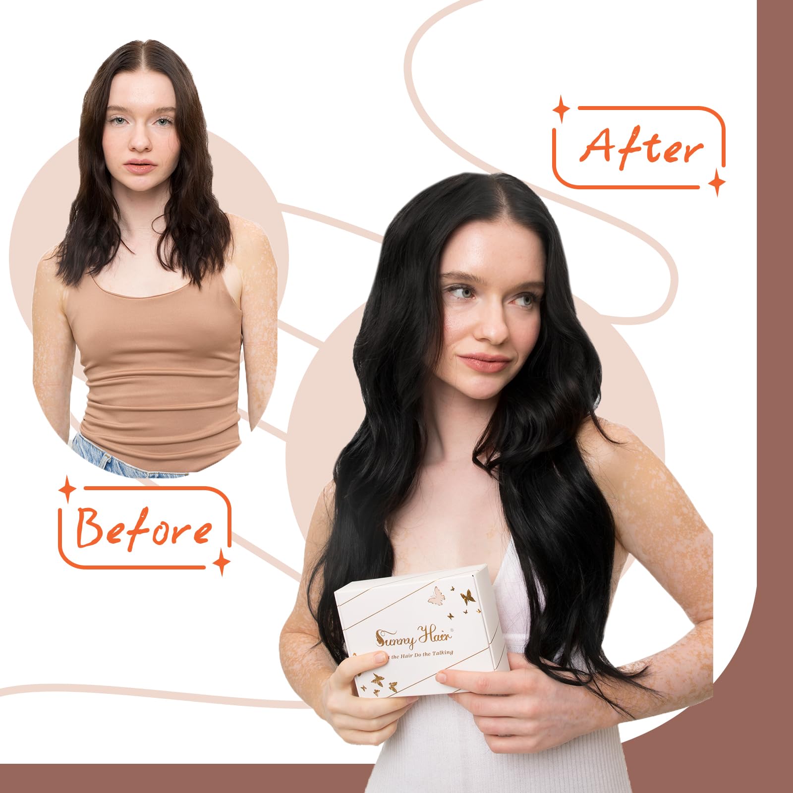 Sunny Hair Tape in Hair Extensions Real Human Hair Invisible Remy Hair Extensions Tape ins for Women Jet Black 24 inch 25G