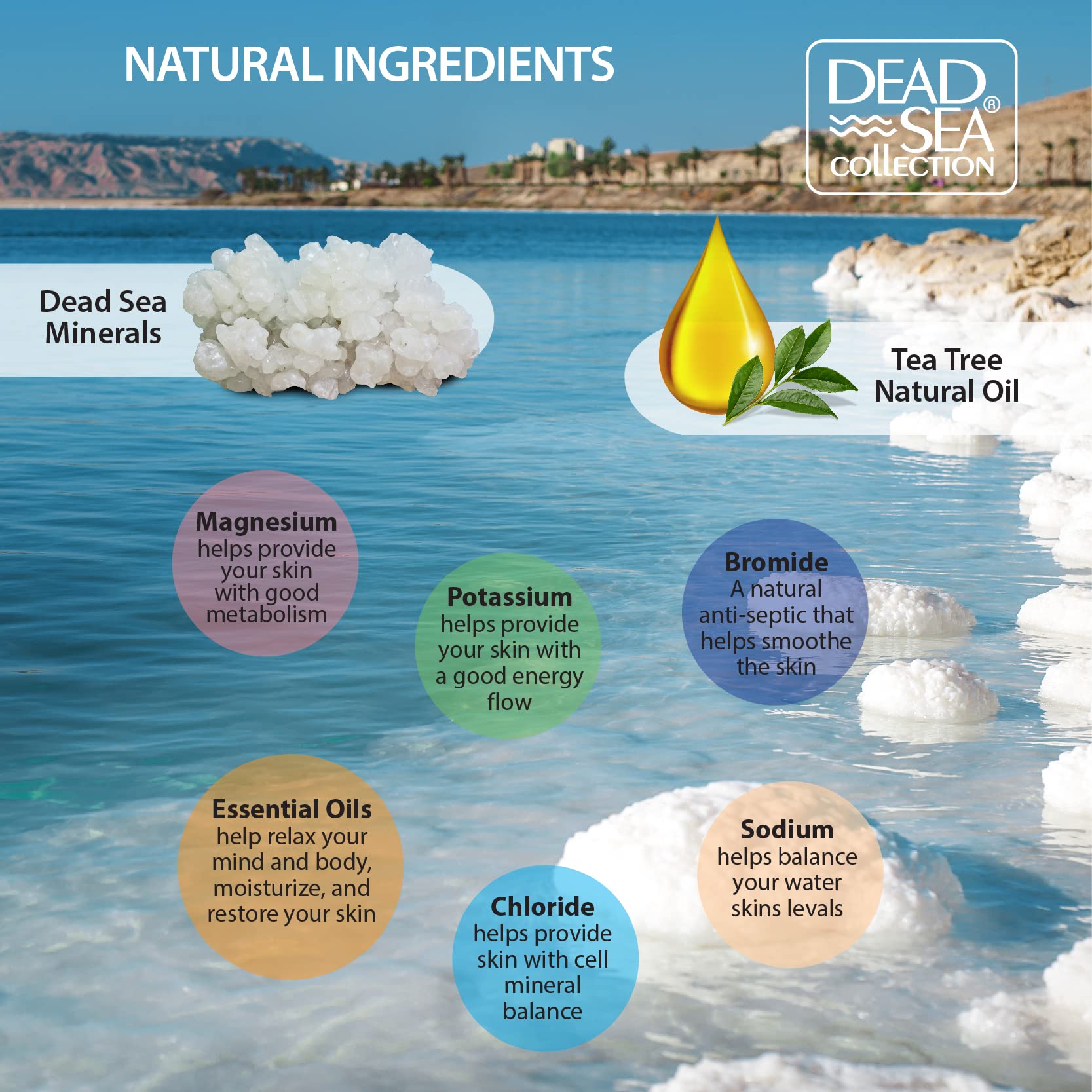 Dead Sea Collection Salt Body Scrub - Large 2328 Oz - With Tea Tree - Exfoliating Effect - Includes Organic Essential Oils And N