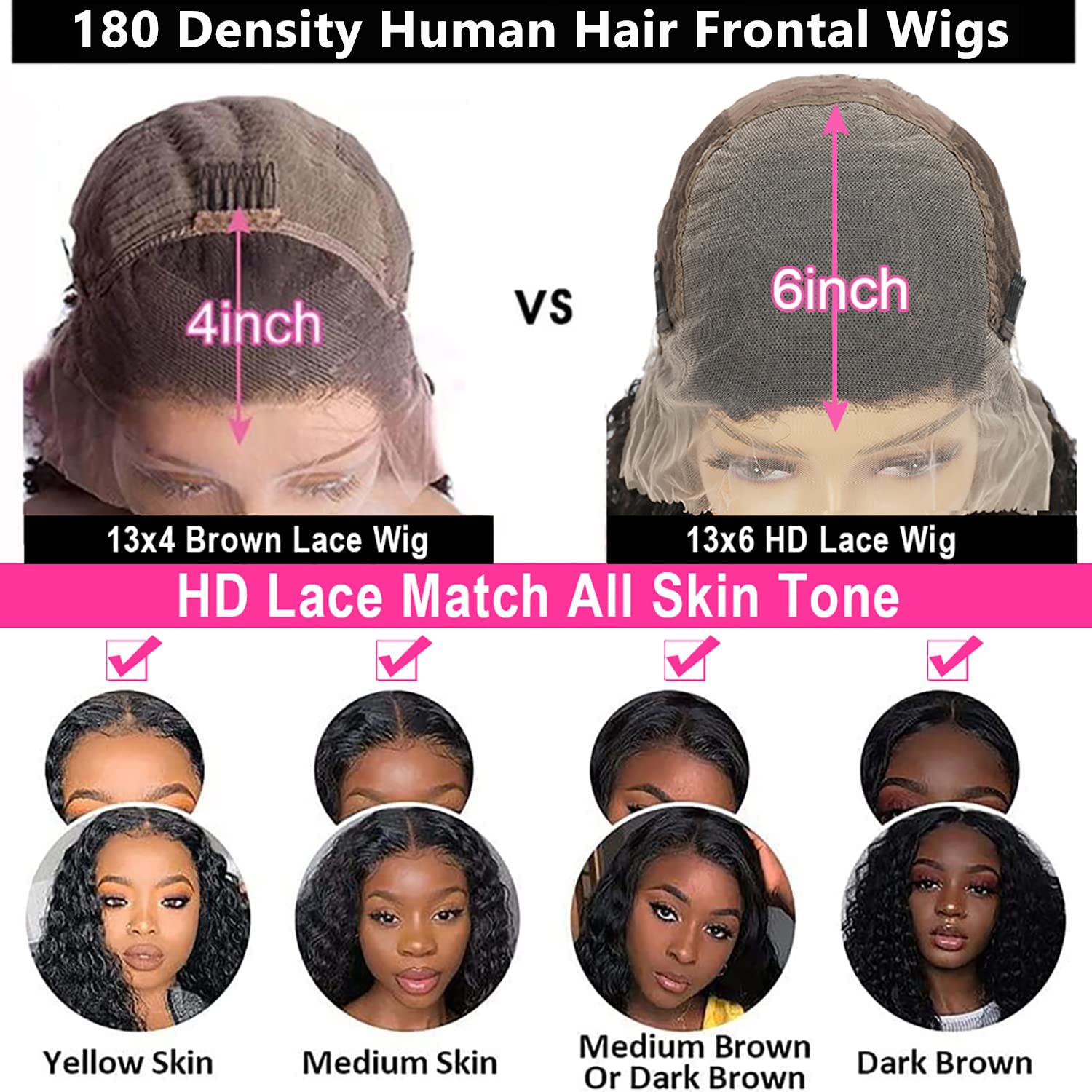 Snjon 13X6 Hd Transparent Lace Front Wigs Human Hair 180 Density Curly Lace Front Wigs Water Wave Wigs For Black Women Wet And W