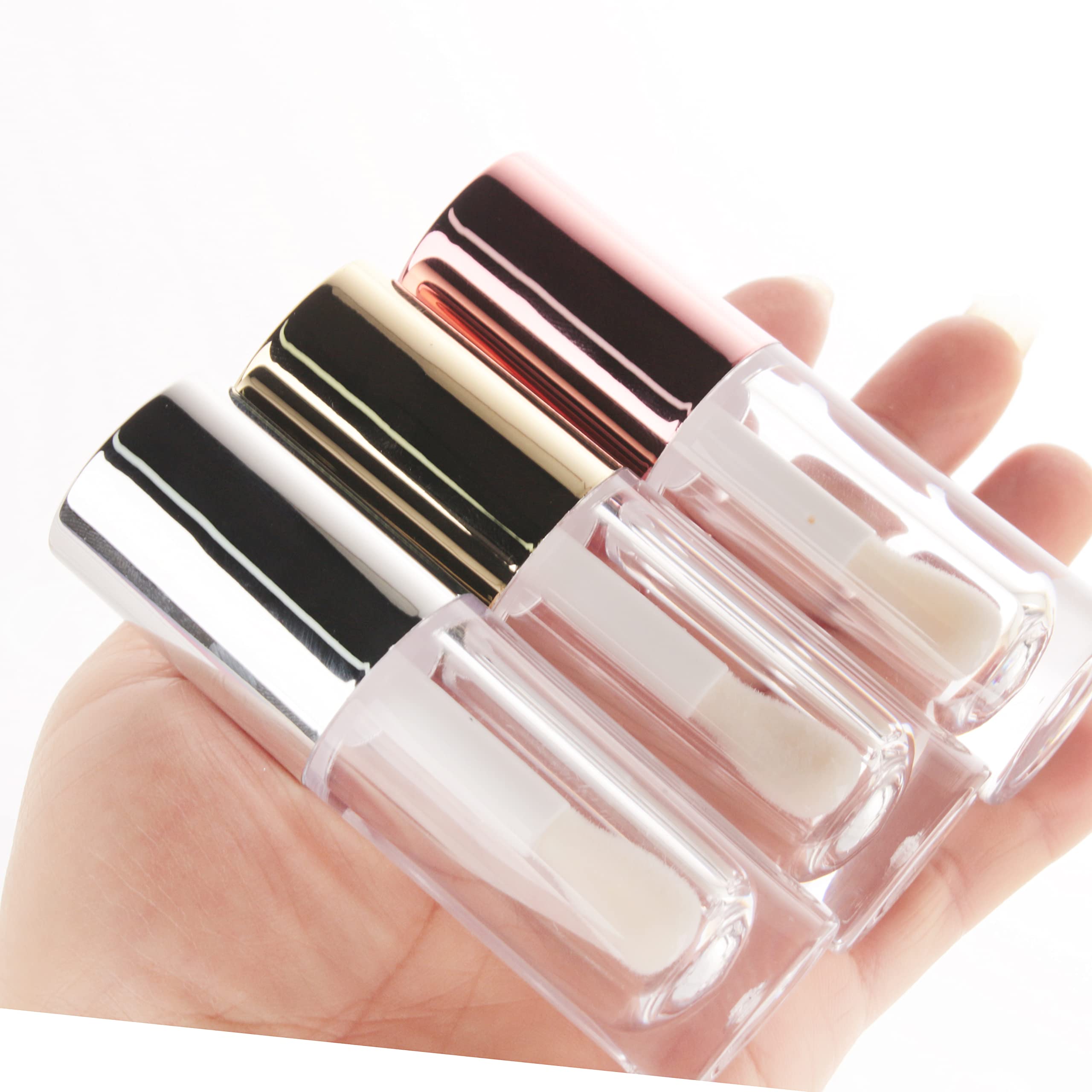 Cosidea 14Pcs Empty Gold 6Ml Big Doe Foot Wand Chunky Lip Gloss Tubes For Diy Lipgloss, White Round Lipgloss Containers Tubes Wi