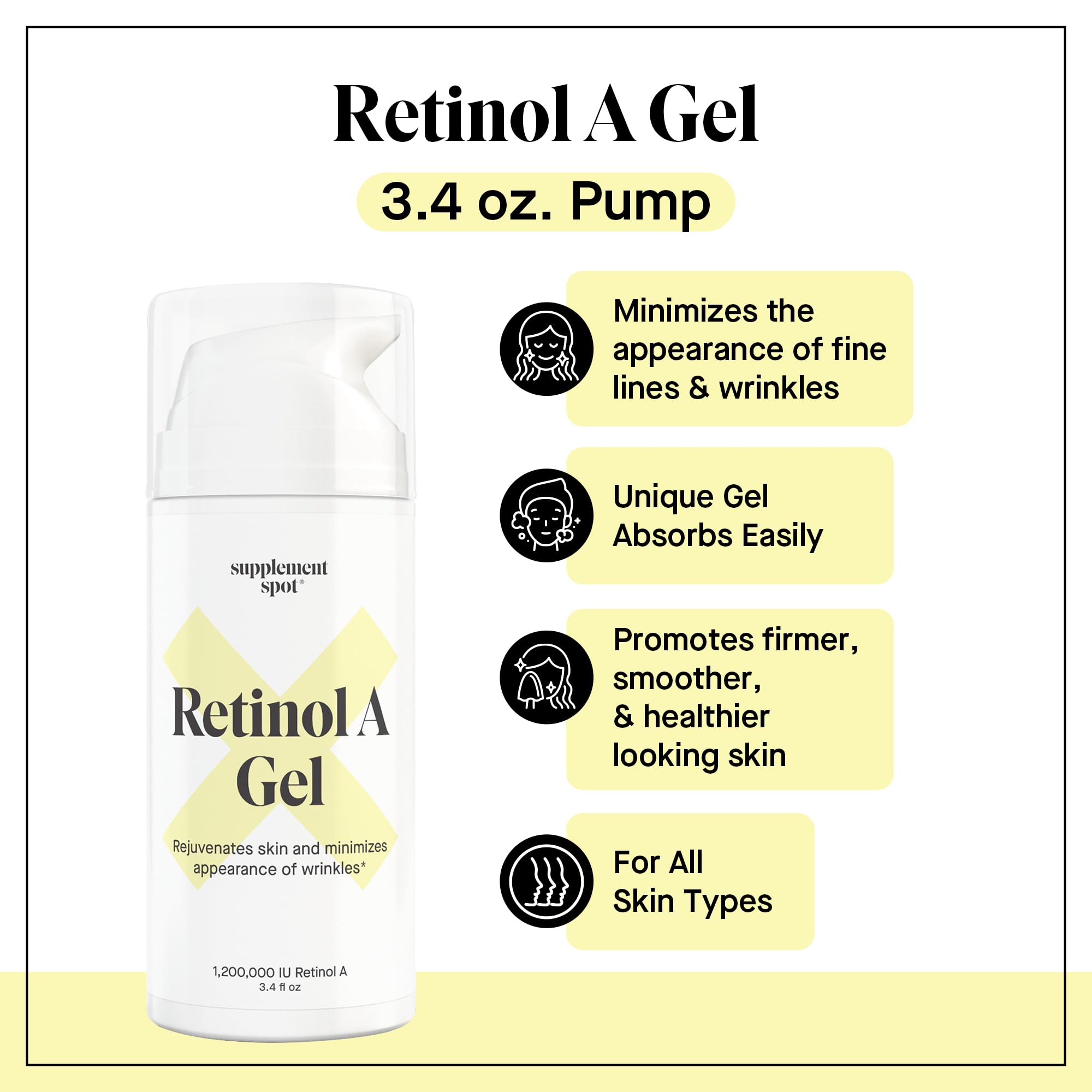 Retinol-A Gel - Anti-Aging Retinol Moisturizer Repairs Fine Lines & Wrinkles - Daily Facial Retinol For Smoother, Firmer & Young