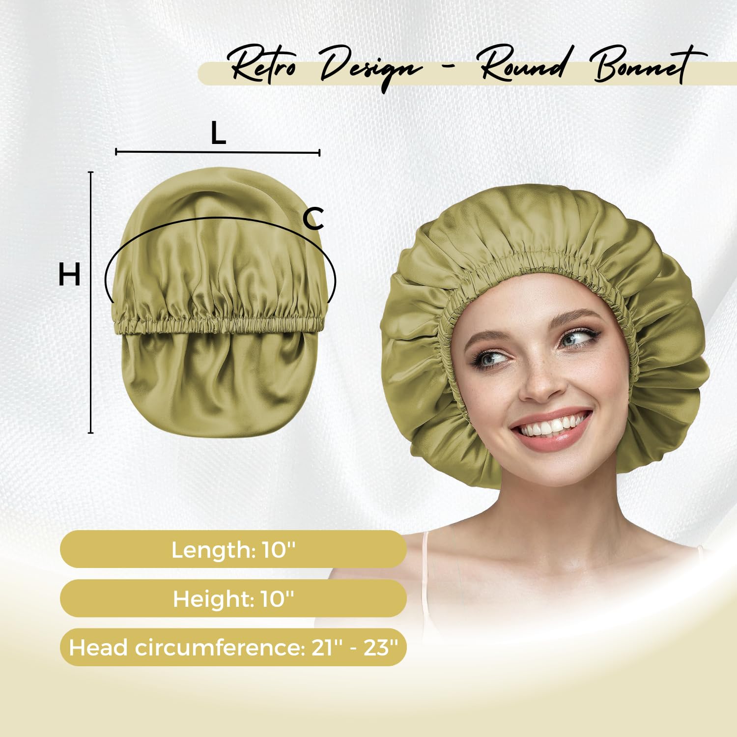 Wigi 100% Mulberry Silk Bonnet With Scrunchie Gift For Women, Silk Bonnet For Sleeping, Shower Cap Hair Bonnet, Silk Hair Wrap F