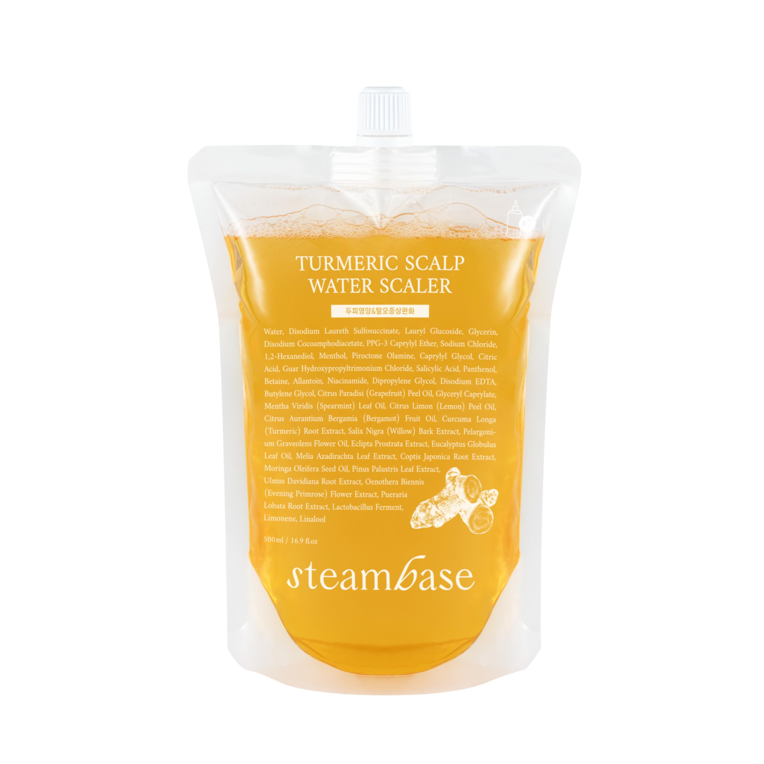 STEAMBASE Turmeric Scalp Water Scaler | Scalp Exfoliator for Itchy Dry Scalp, Thinning Hair, Buildup Remover, Treatment for Exce